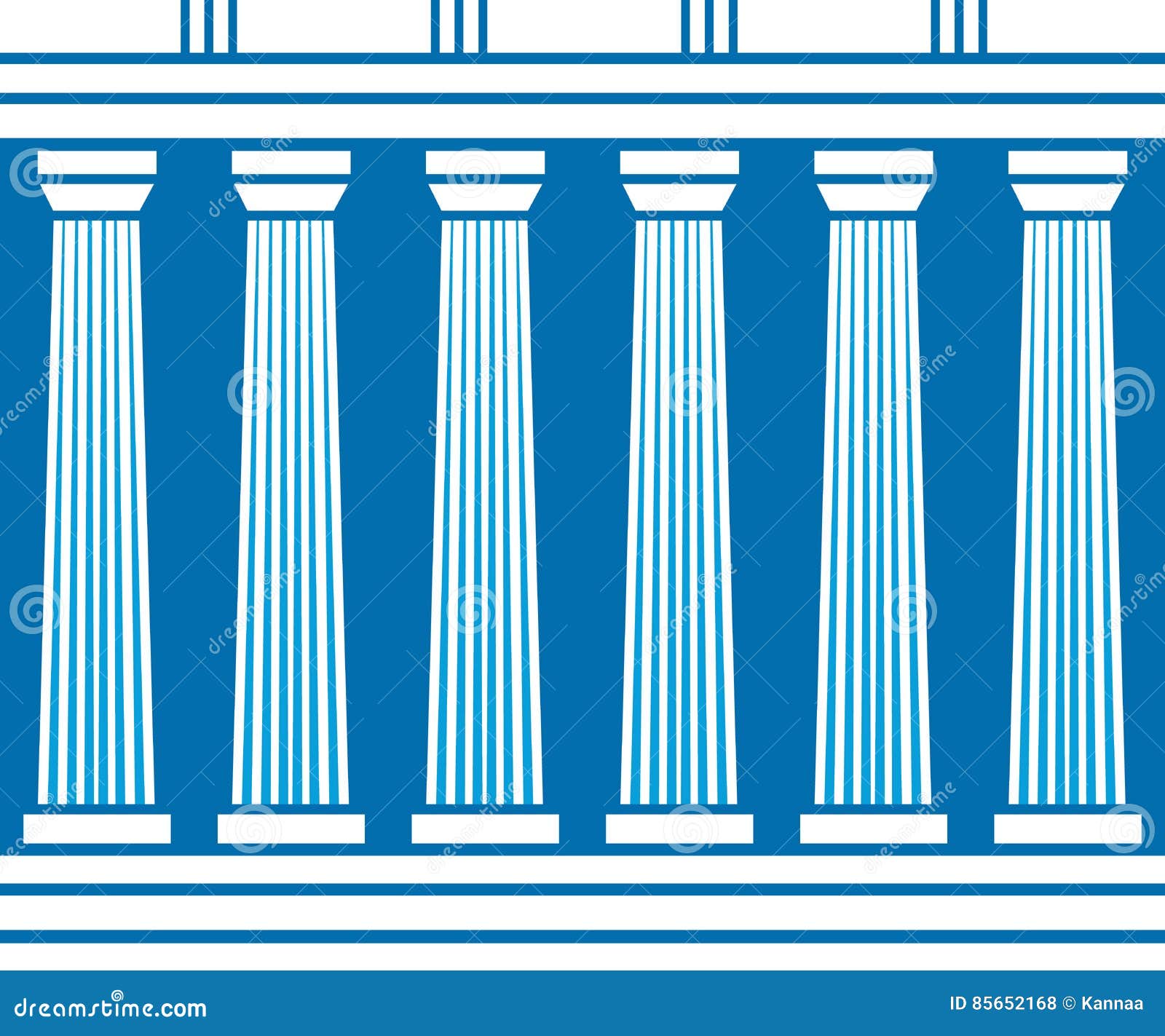 Double Classic Pillars Arc Isolated on Blue Background Stock Vector