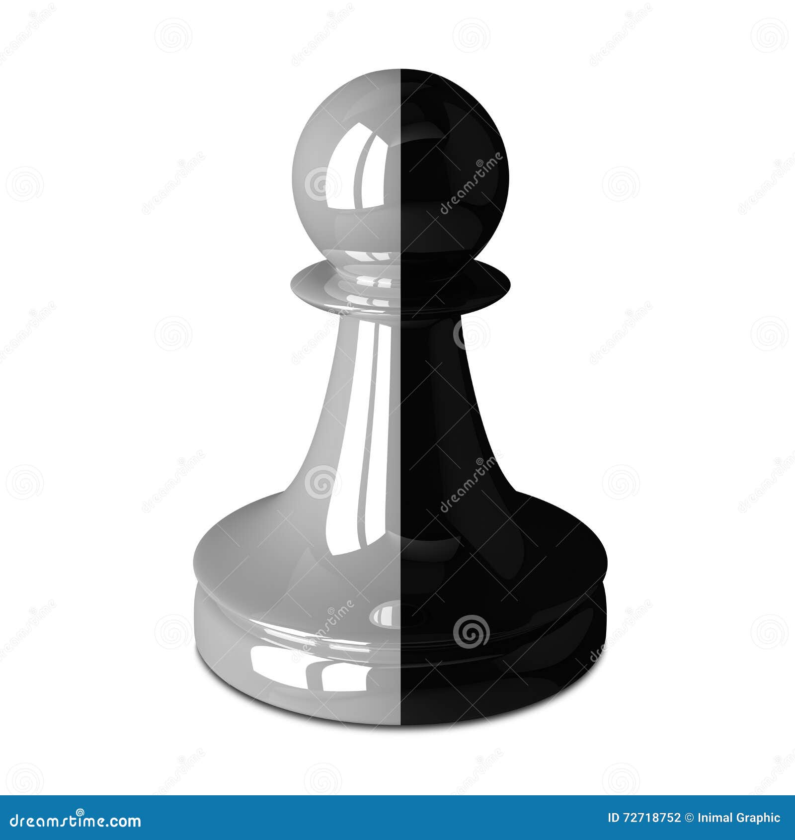 Blue chess pawn deciding which king to follow. Decision, loyalty