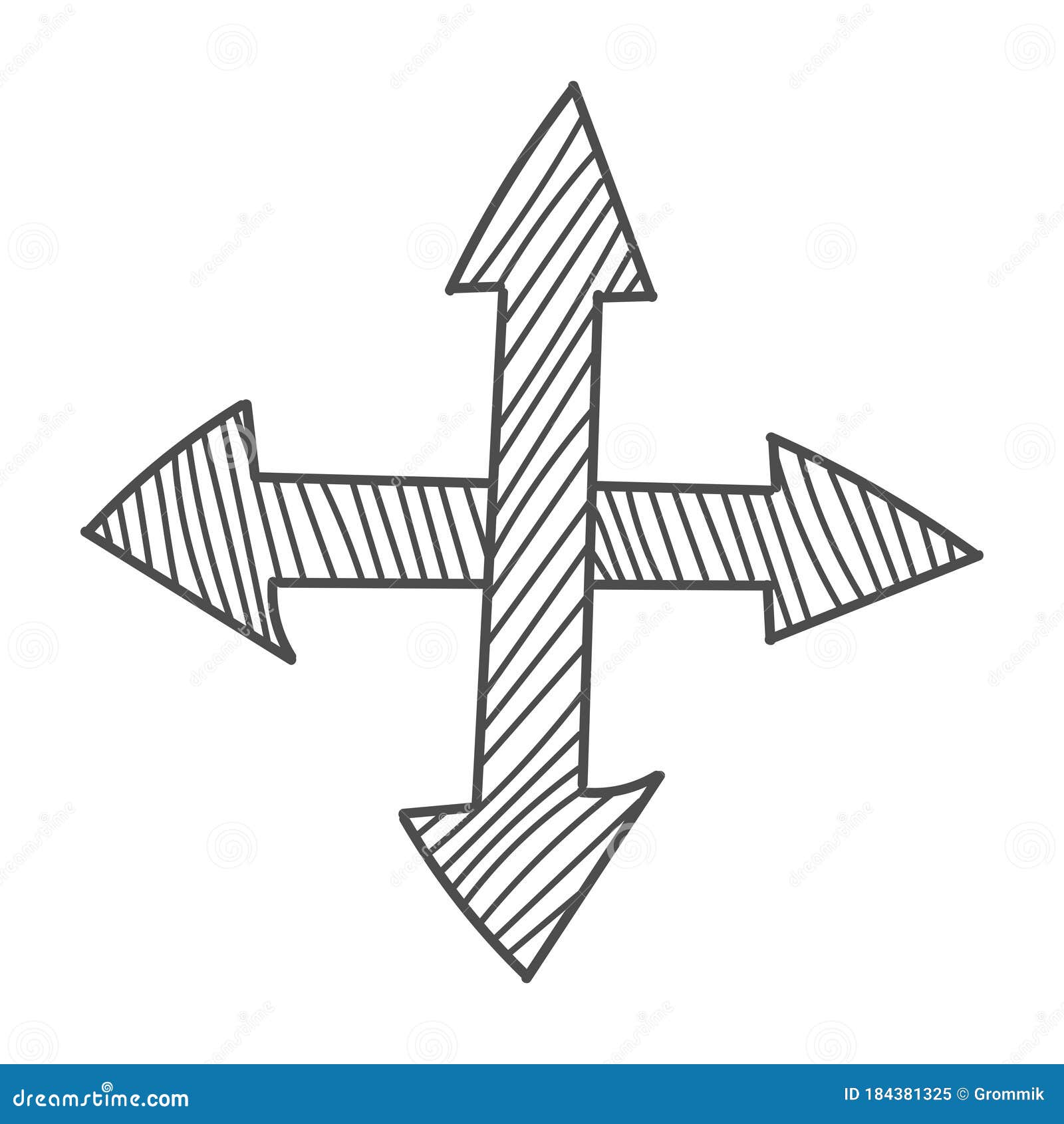 double cross arrow with shading in the style of doodle.  drawing for  and theme 