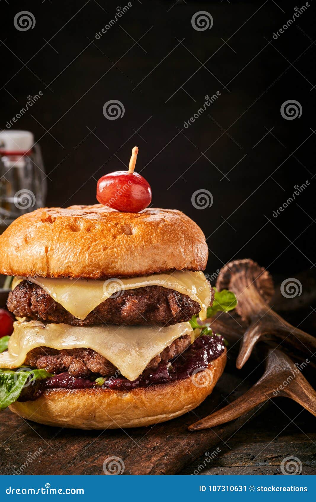 double decker cheesy venison burger