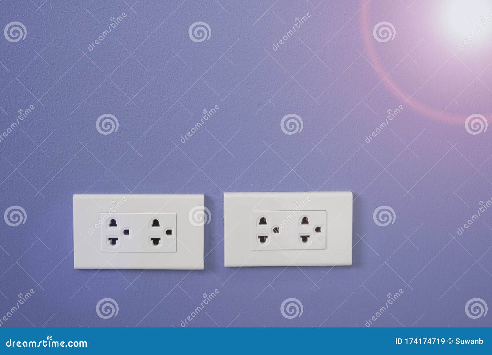 Double Electric Plug on the Dark Blue Wall Stock Image Image of texture, double 174174719