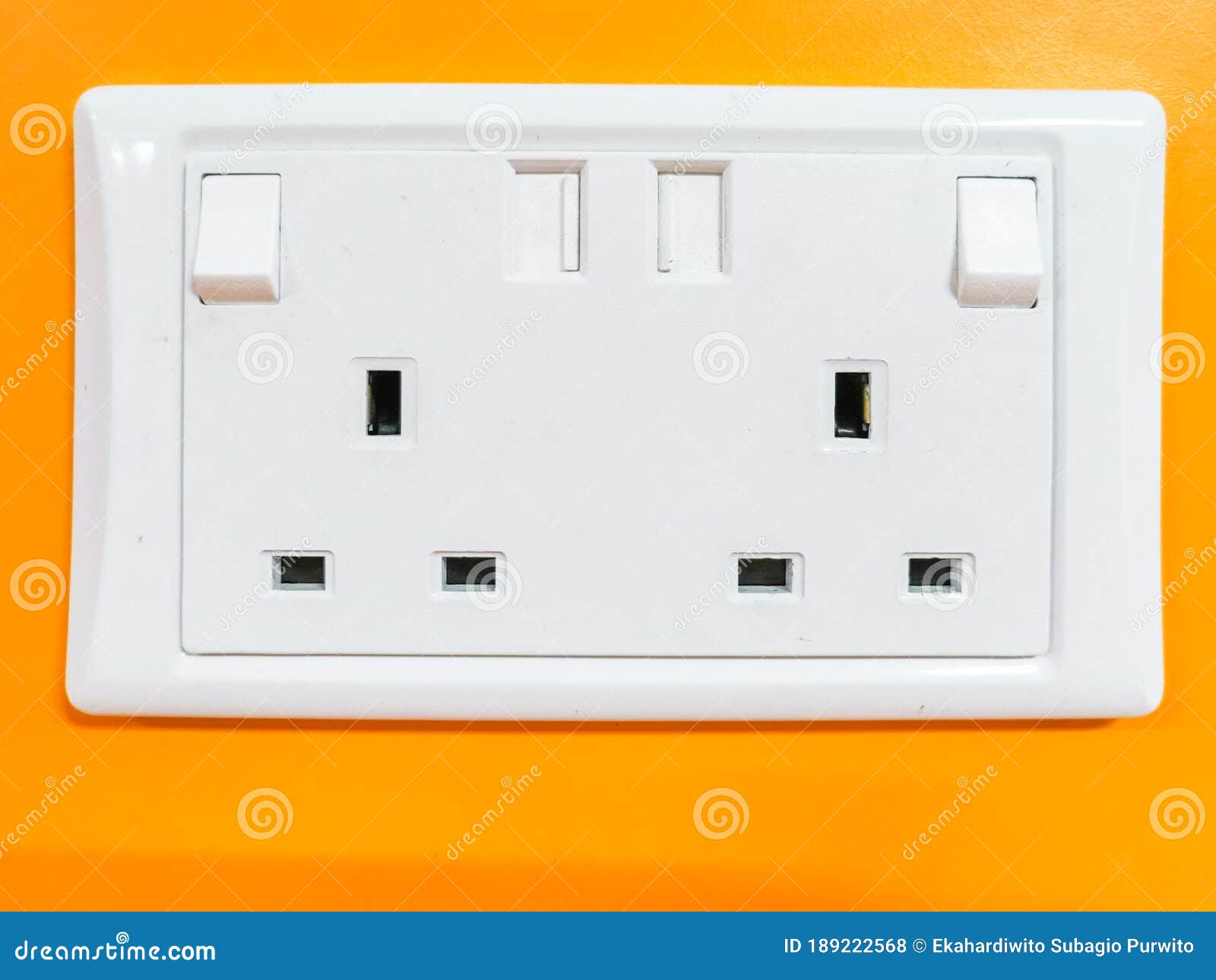 Double Electrical Outlet on Orange Colour Wall Stock Photo Image of