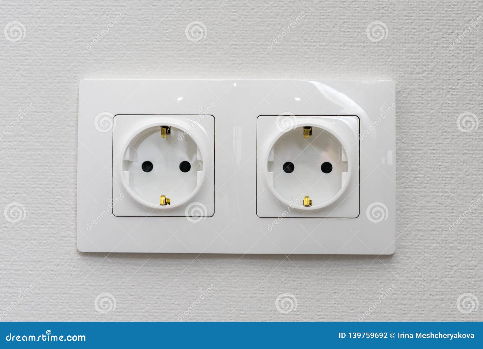 Double Electrical Socket on White Wallpaper Stock Photo Image of