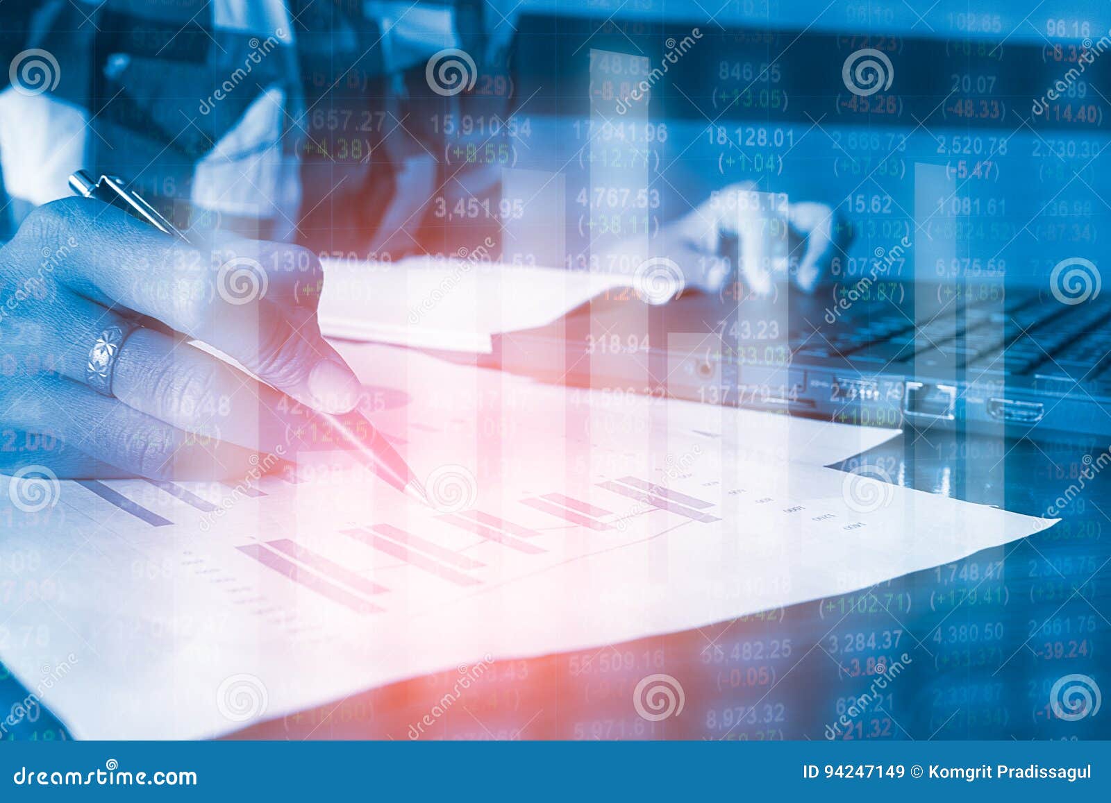 double exposure business people analysis financial accounting