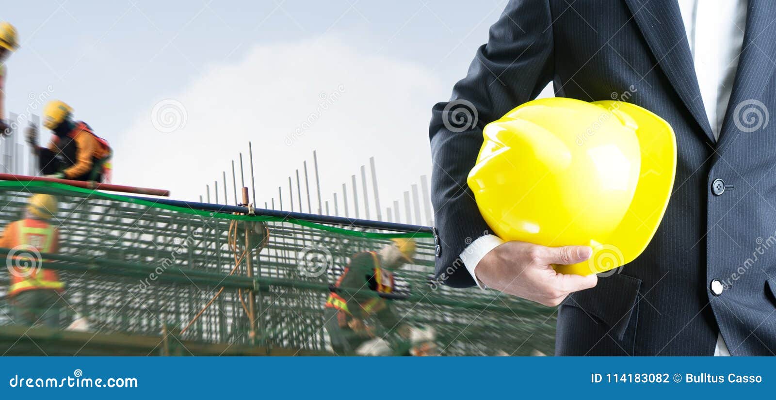 Double Exposure Engineer with Safety Helmet on Construction Stock Photo Image of company