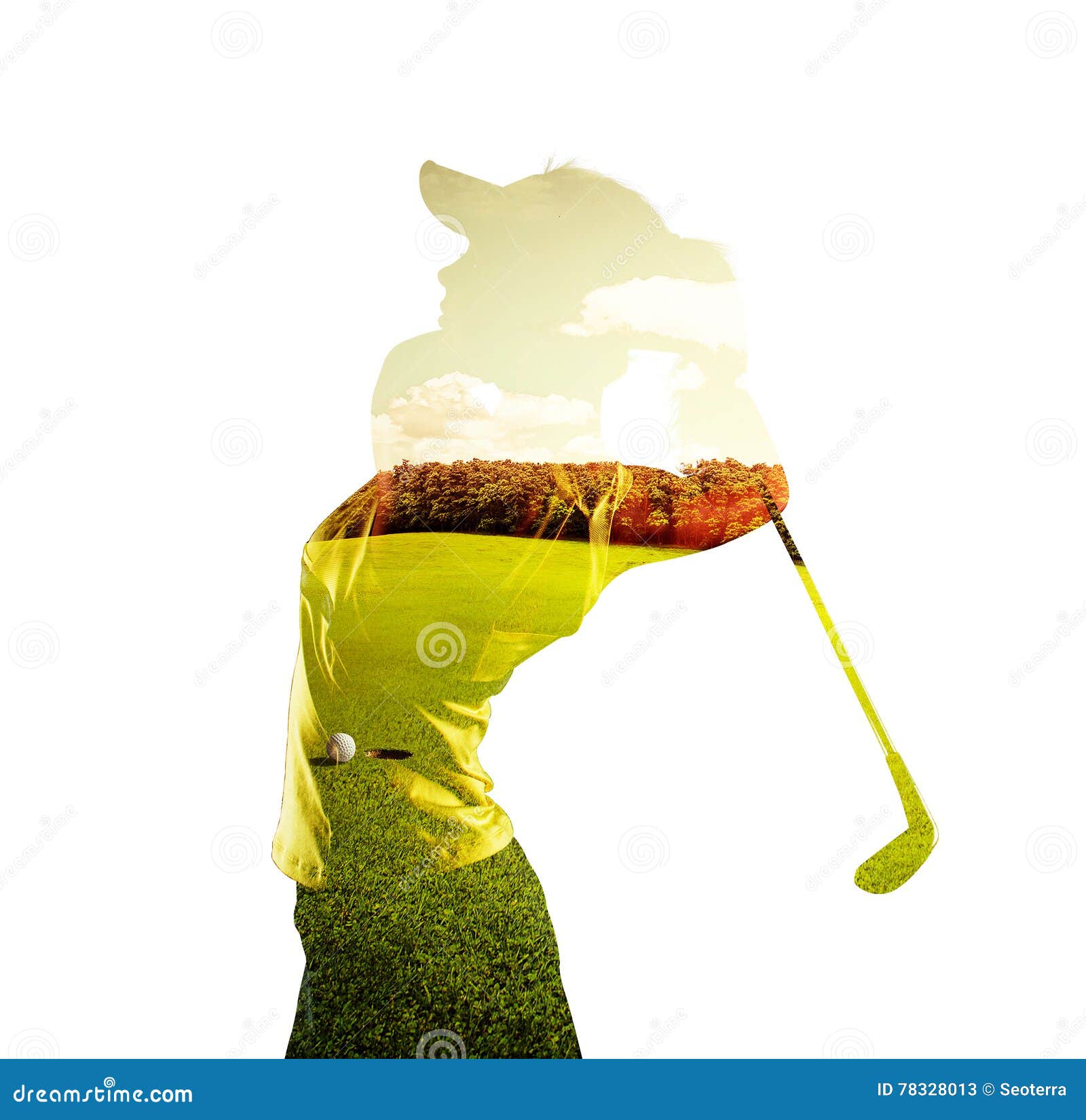 double exposure of golf player