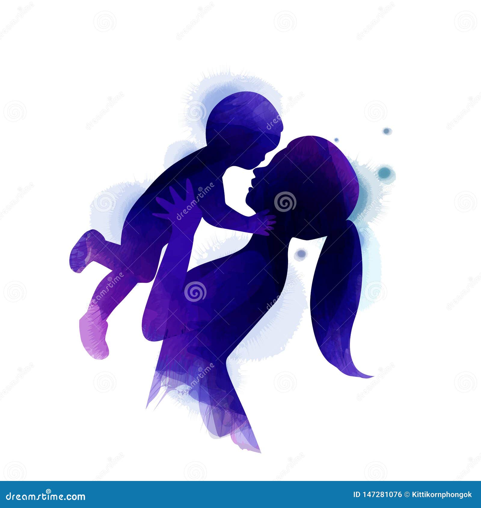 Watercolor Beautiful Silhouette Mother Holding Baby Stock Vector (Royalty  Free) 2281842623