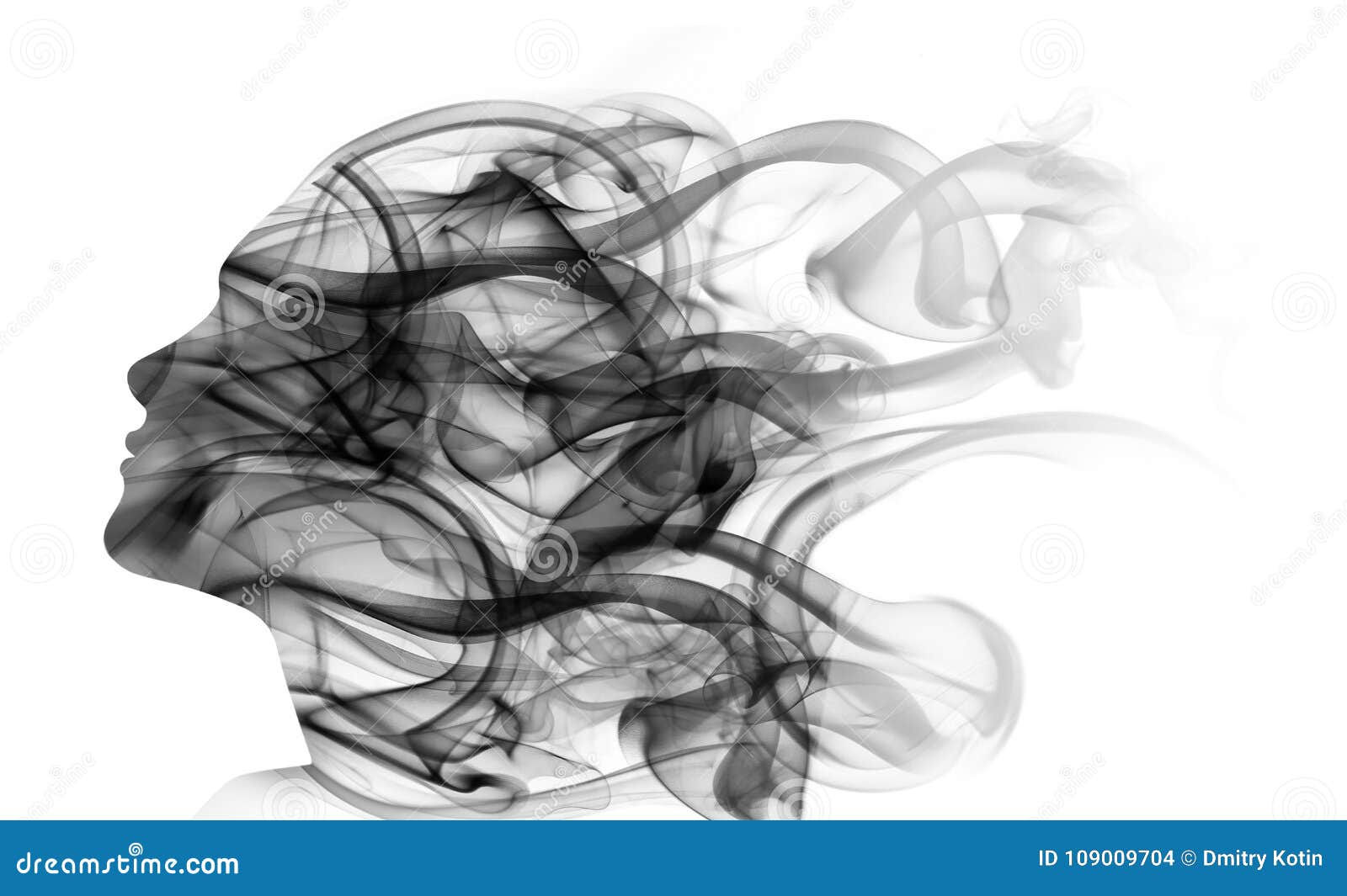 double exposure portrait of woman and smoke.