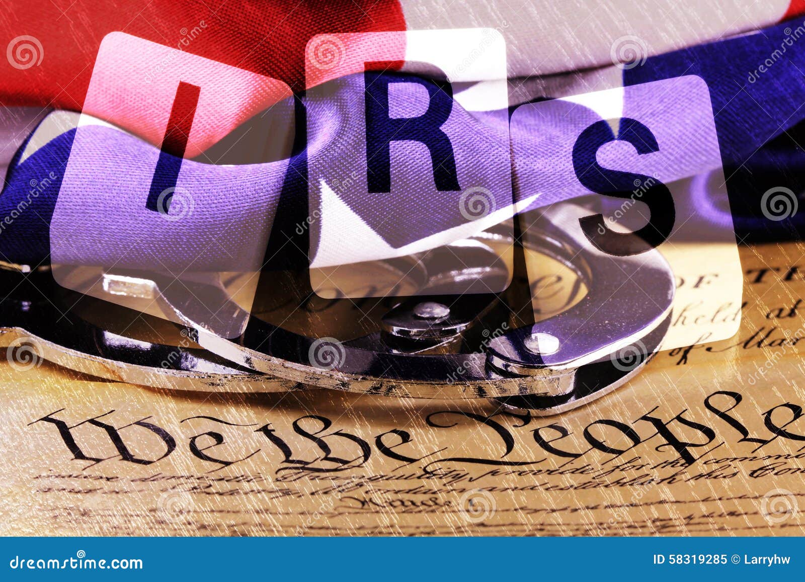 Double Exposure US Constitution with Letters IRS Stock Image Image of