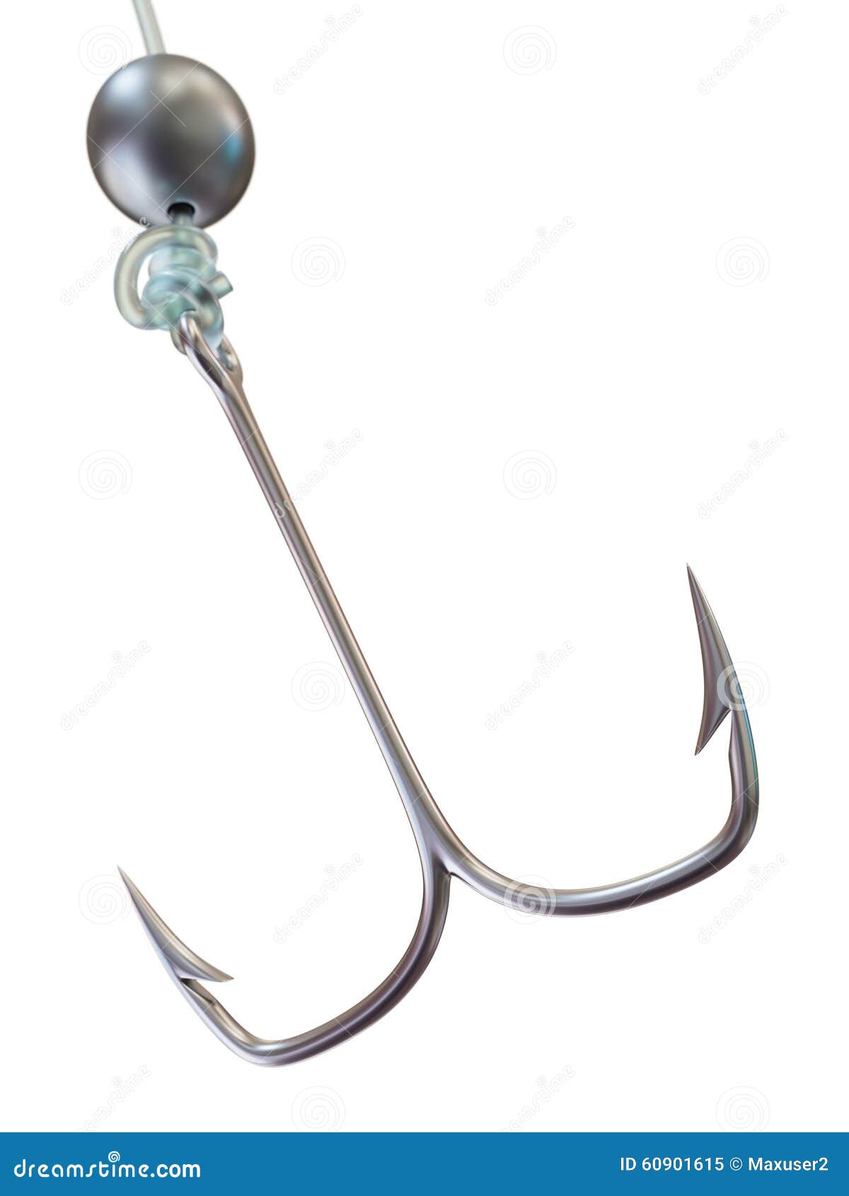 Double Fishing Hook Isolated on White Stock Illustration