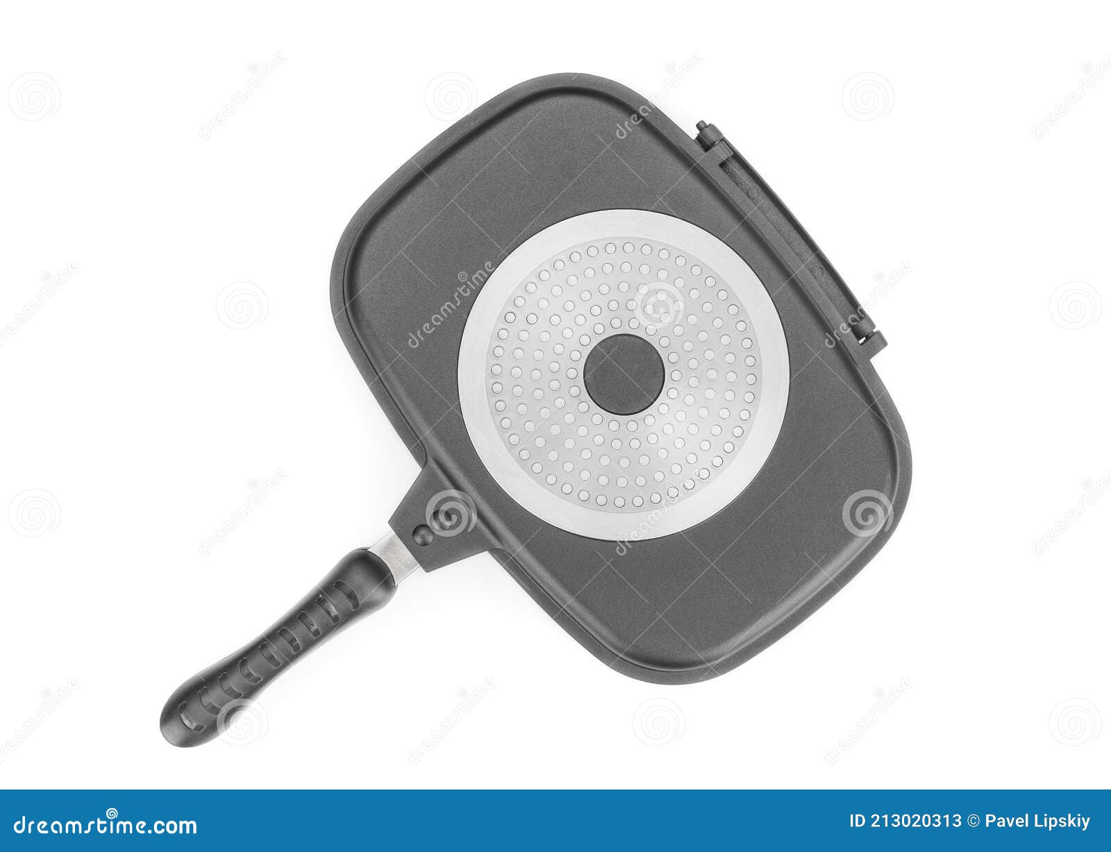 double frying pan with non-stick multi usage  on white background. view from above