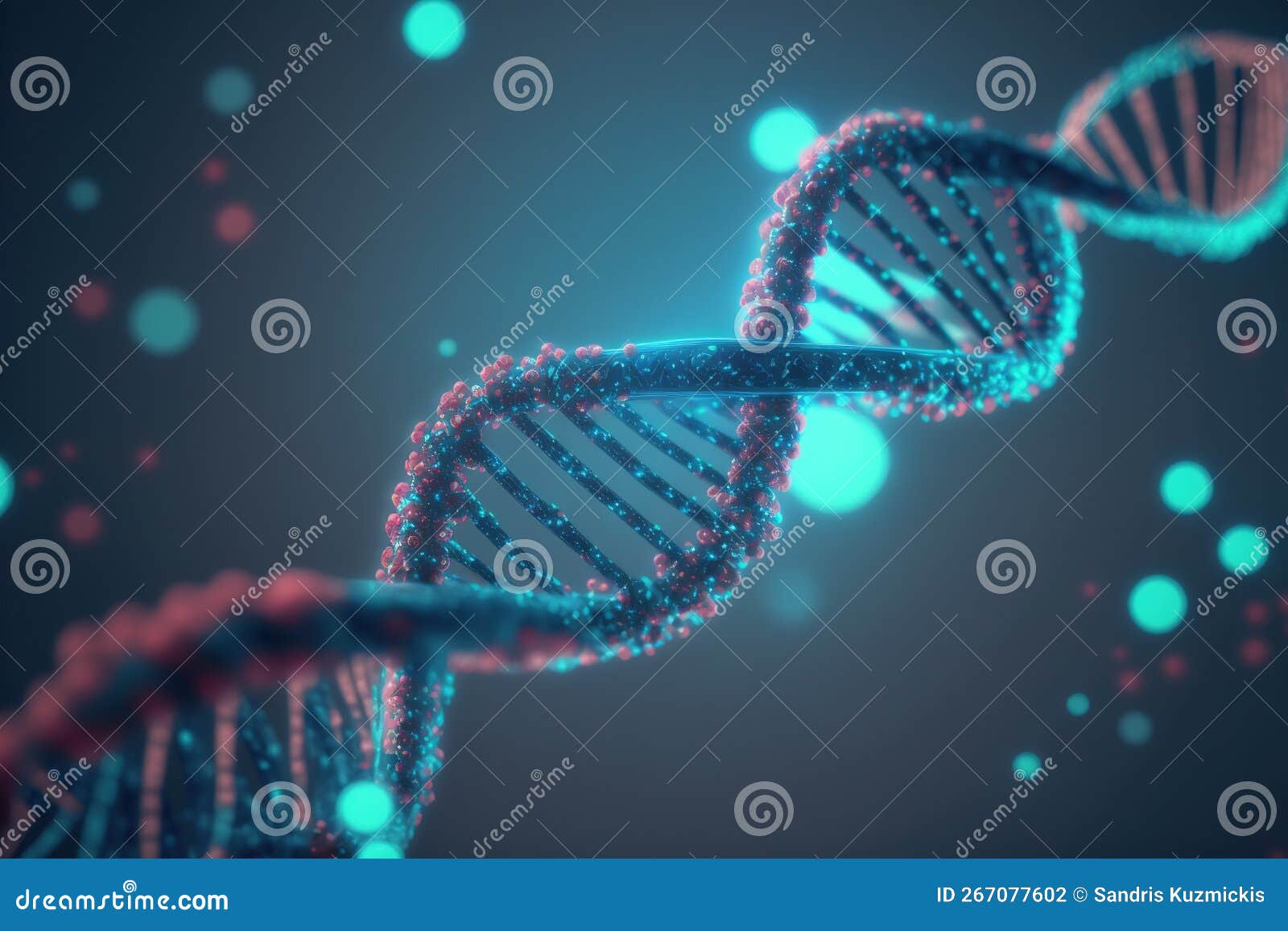 Double Helix DNA Strands on a Blue. Generative AI Stock Photo Image