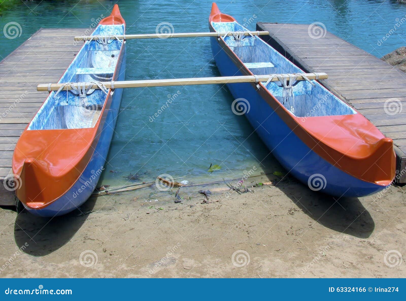 Double Hulled Canoe at Jetty Stock Photo Image of boat, ocean 63324166