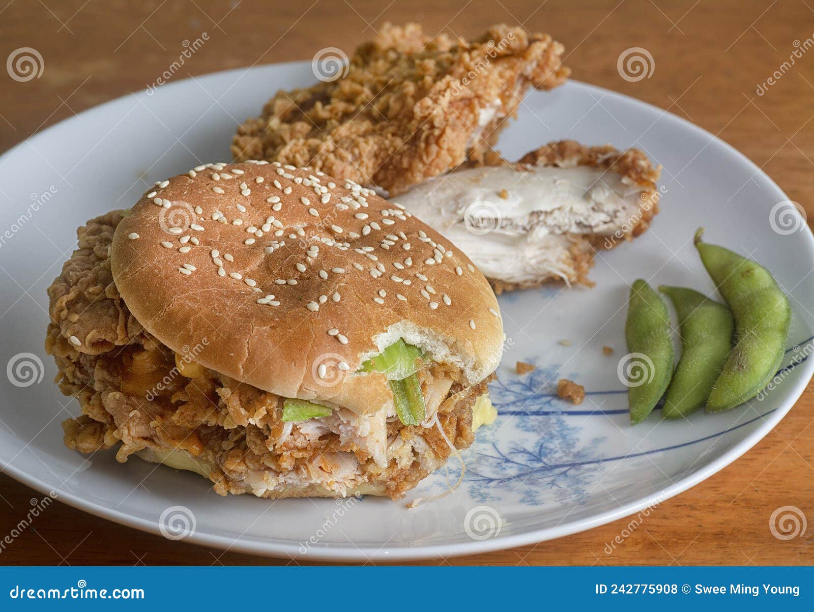 Double Layer Spicy Fried Chicken Burger Stock Photo Image of cooked