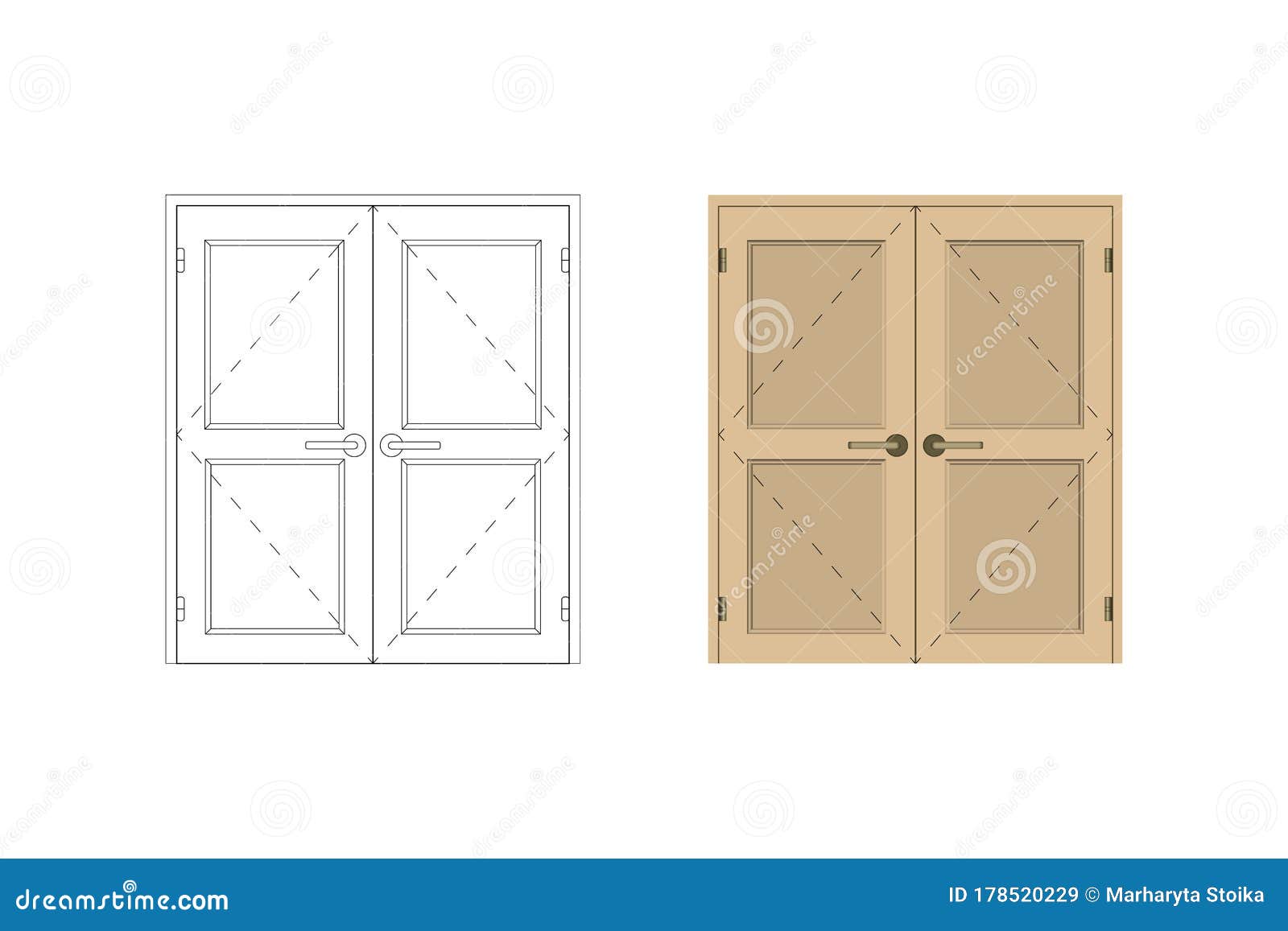 Double leaf door. stock vector. Illustration of bedroom 178520229