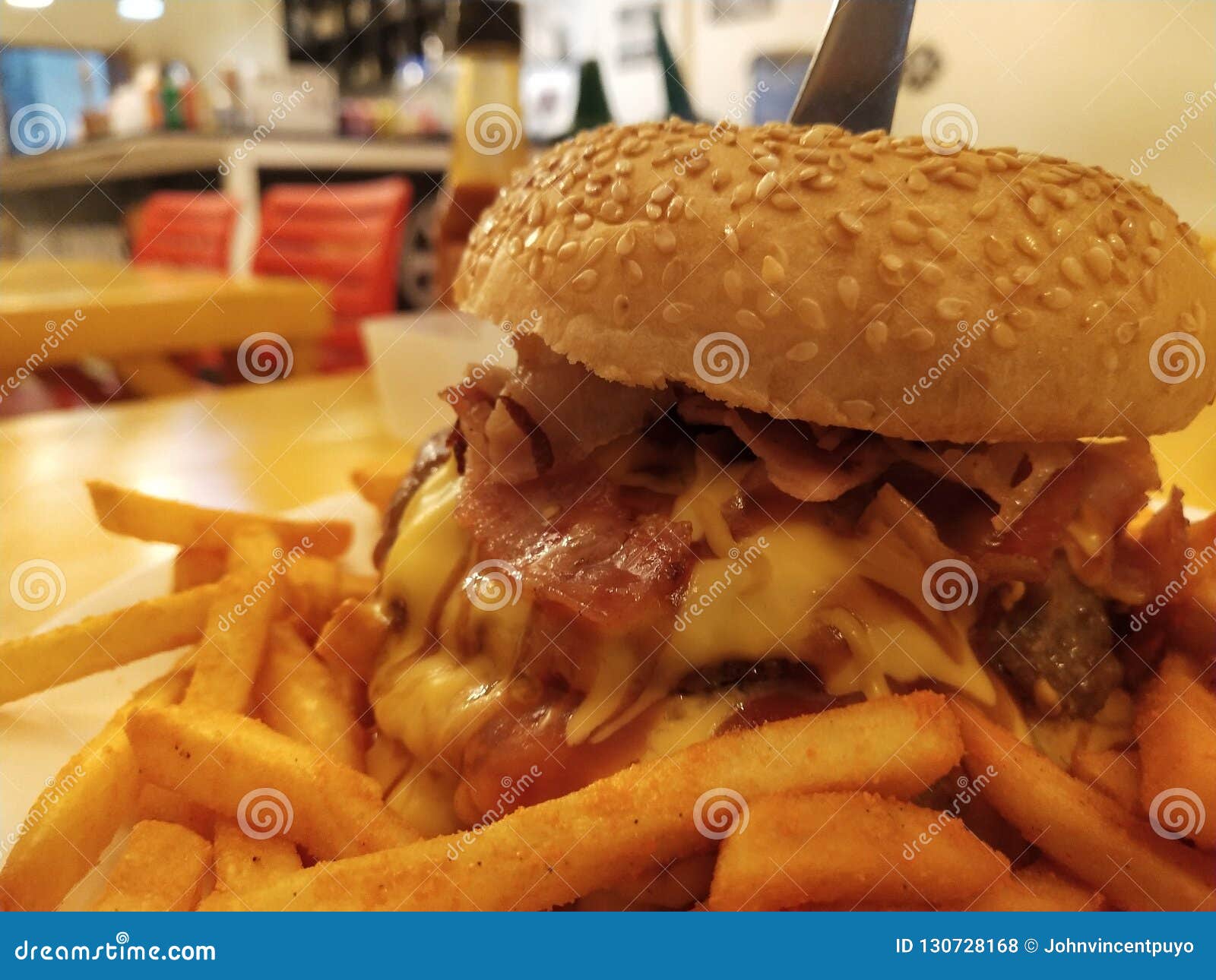 double patty burger with bacon and cheese