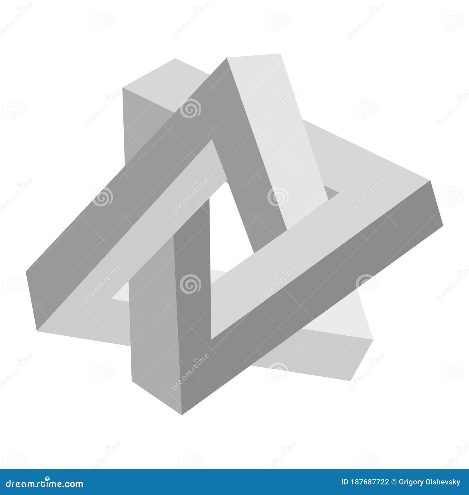 Double Penrose Triangle Background. Optical Illusion Triangle Sign