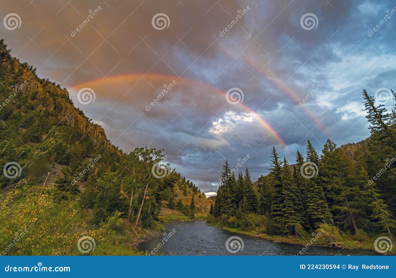 double rainbow over the rio grande river in colorado