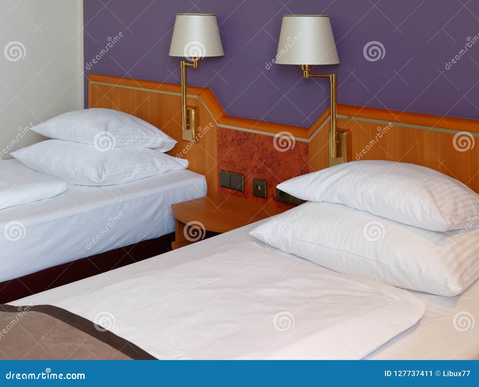 Double room twin beds stock image. Image of double, interior 127737411