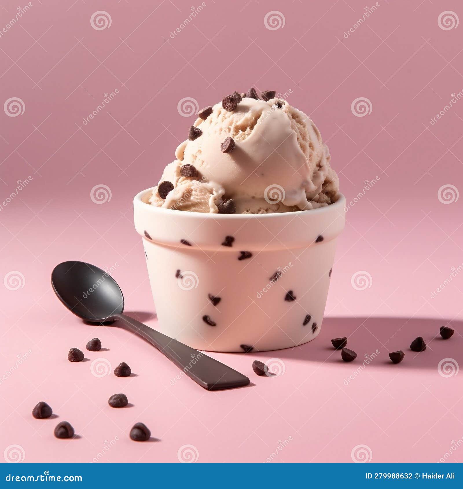 Double Scoop Ice Cream in a Cup with Chocolate Chip Toppings