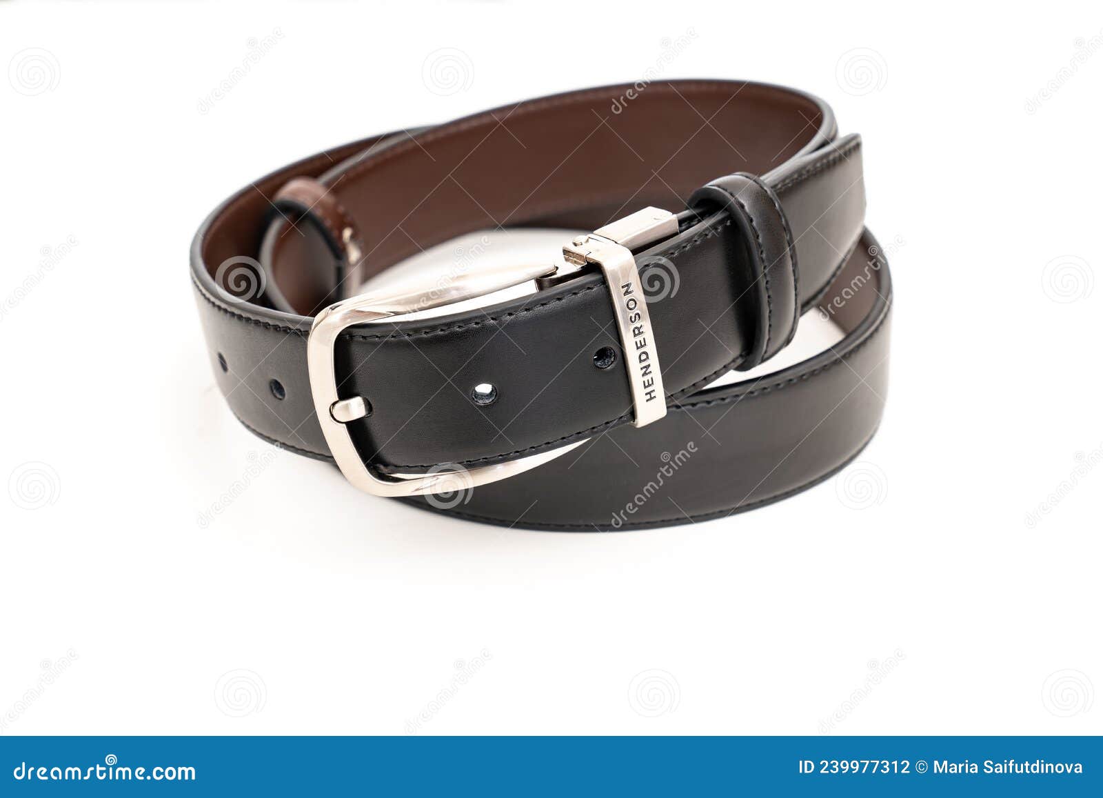 Double-sided Black and Brown Leather Belt with an Unbuttoned Buckle on ...