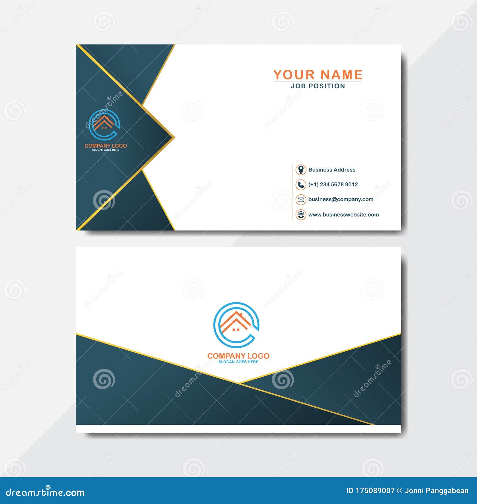 Double-sided Business Card Template. Flat Design Vector Illustration