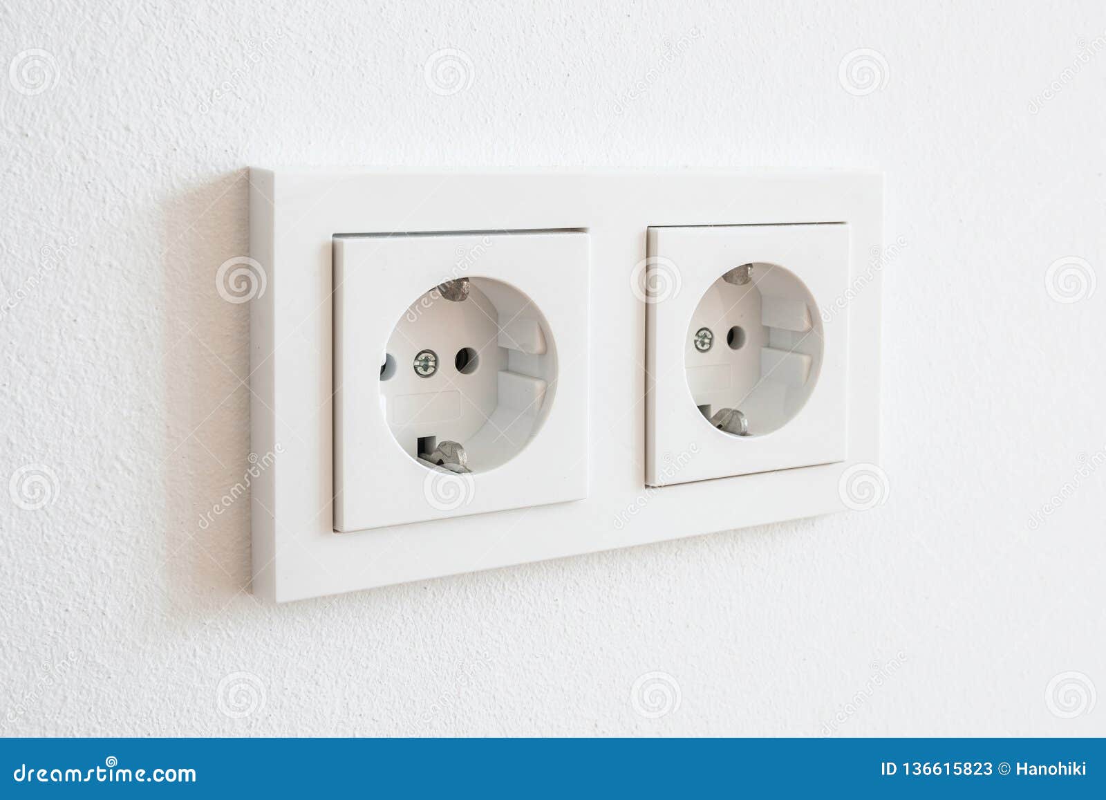 Double Socket, New Electric Plug on White Wall Stock Image Image of power, horizontal 136615823