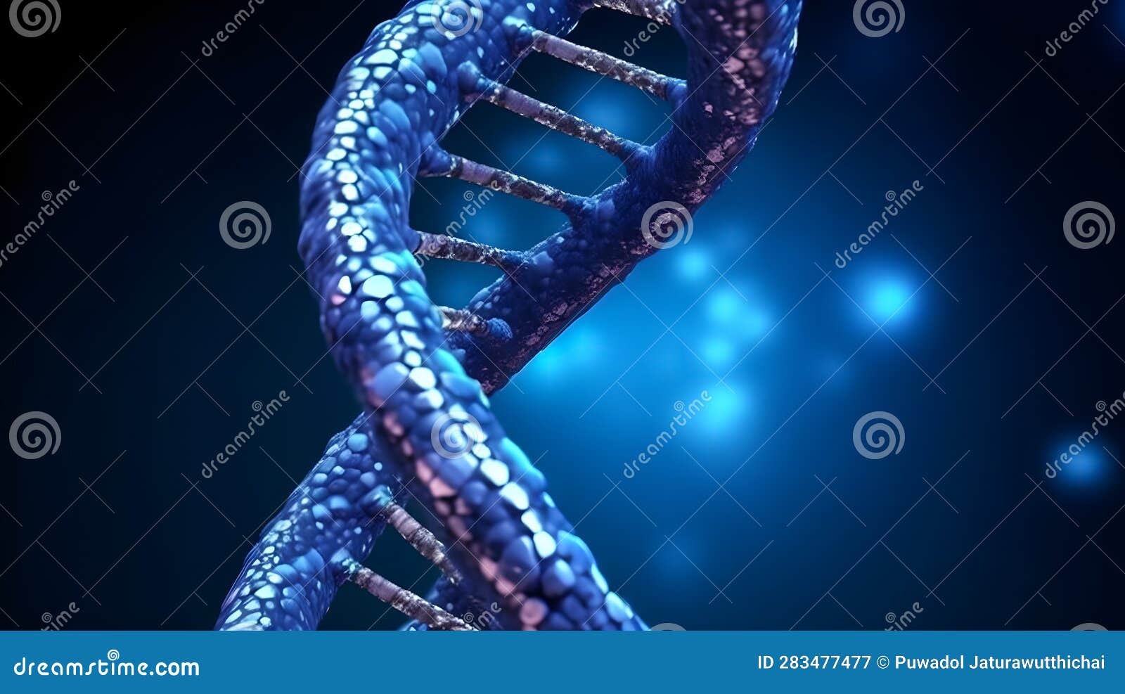 double stranded dna and bokeh background . created by generative ai