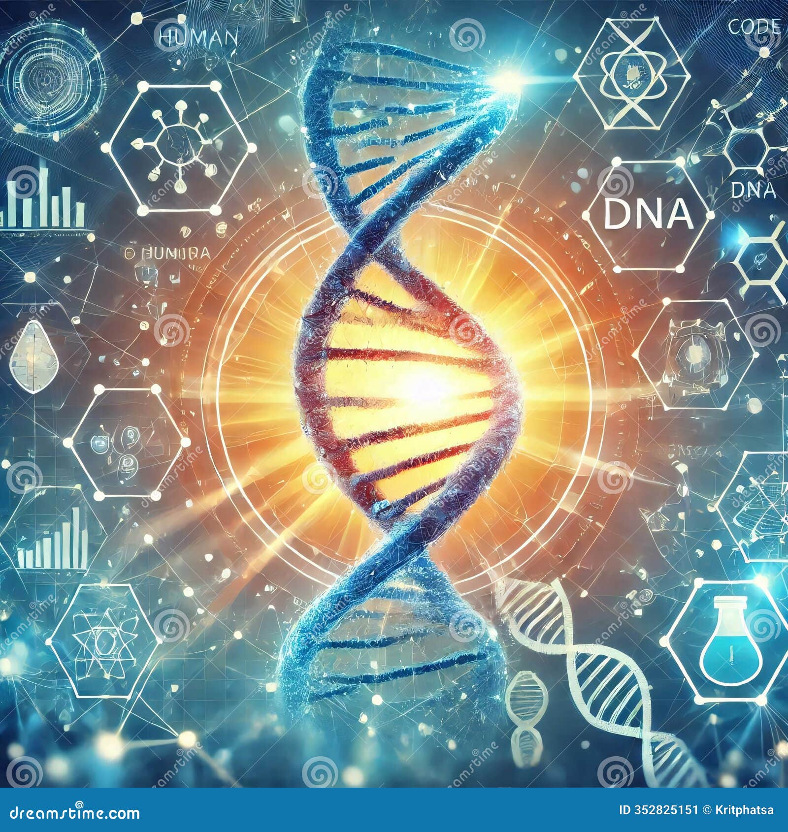 double-stranded dna model with science items generative for ai
