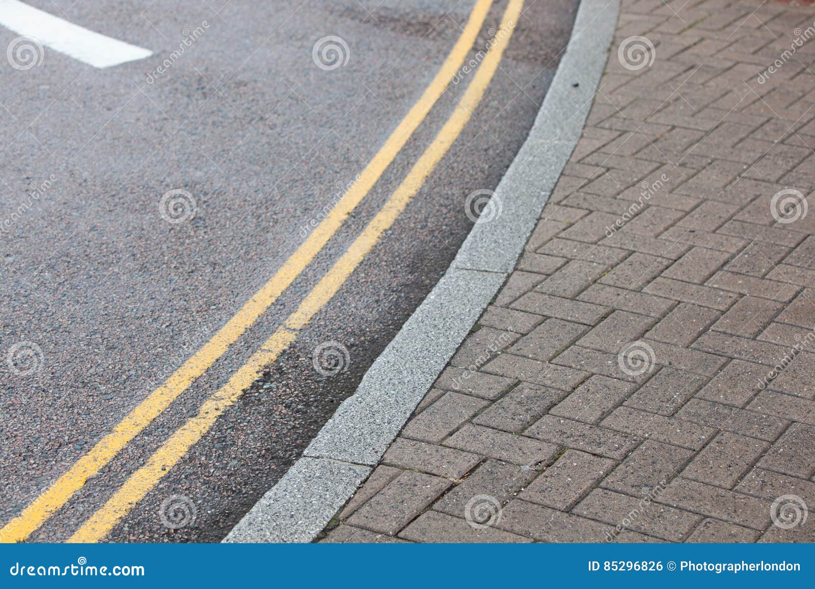 Double Yellow Line on Street Stock Photo Image of britain, europe