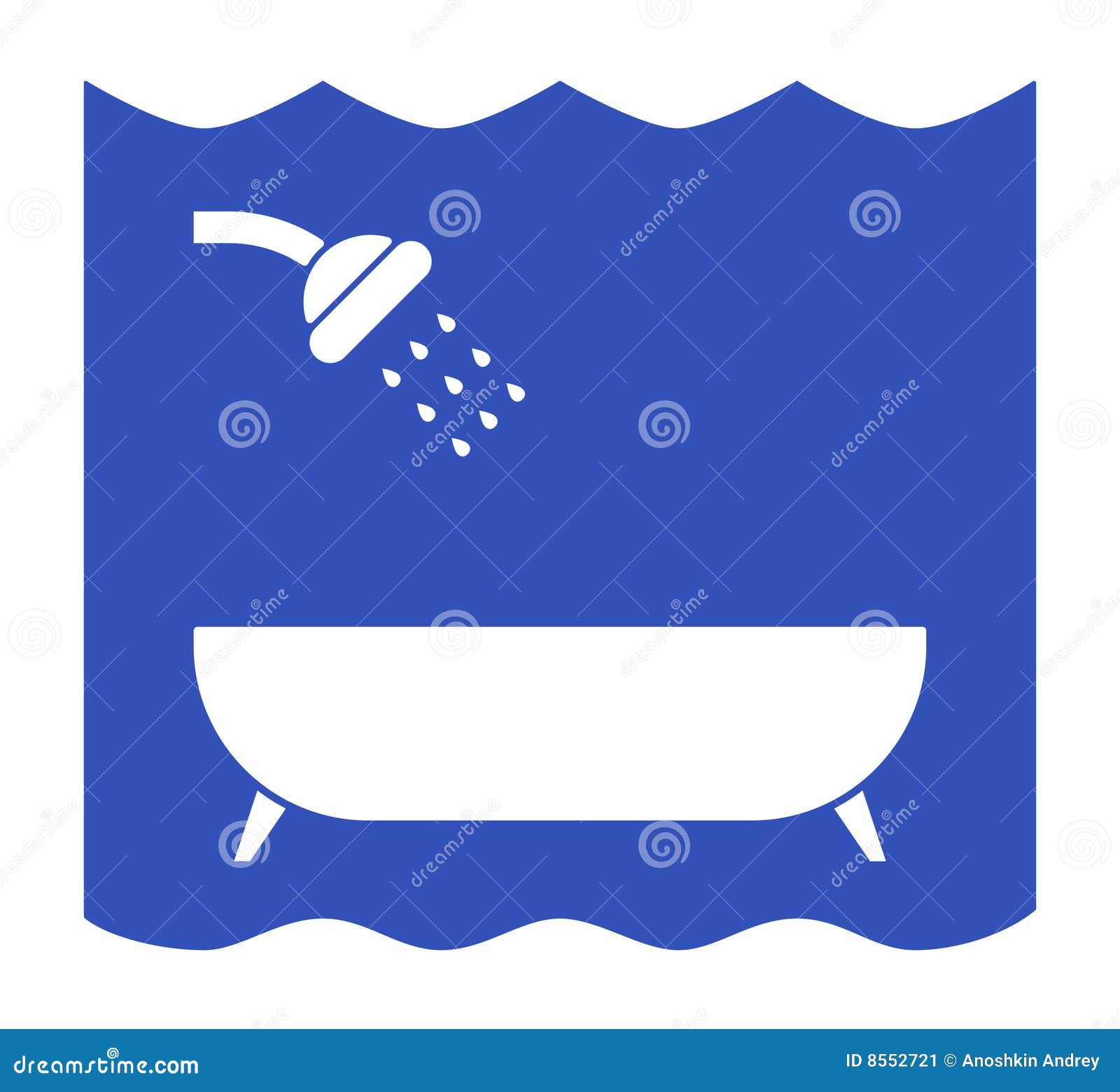 Douche stock vector. Illustration of curtain, drapes, bathtub 8552721