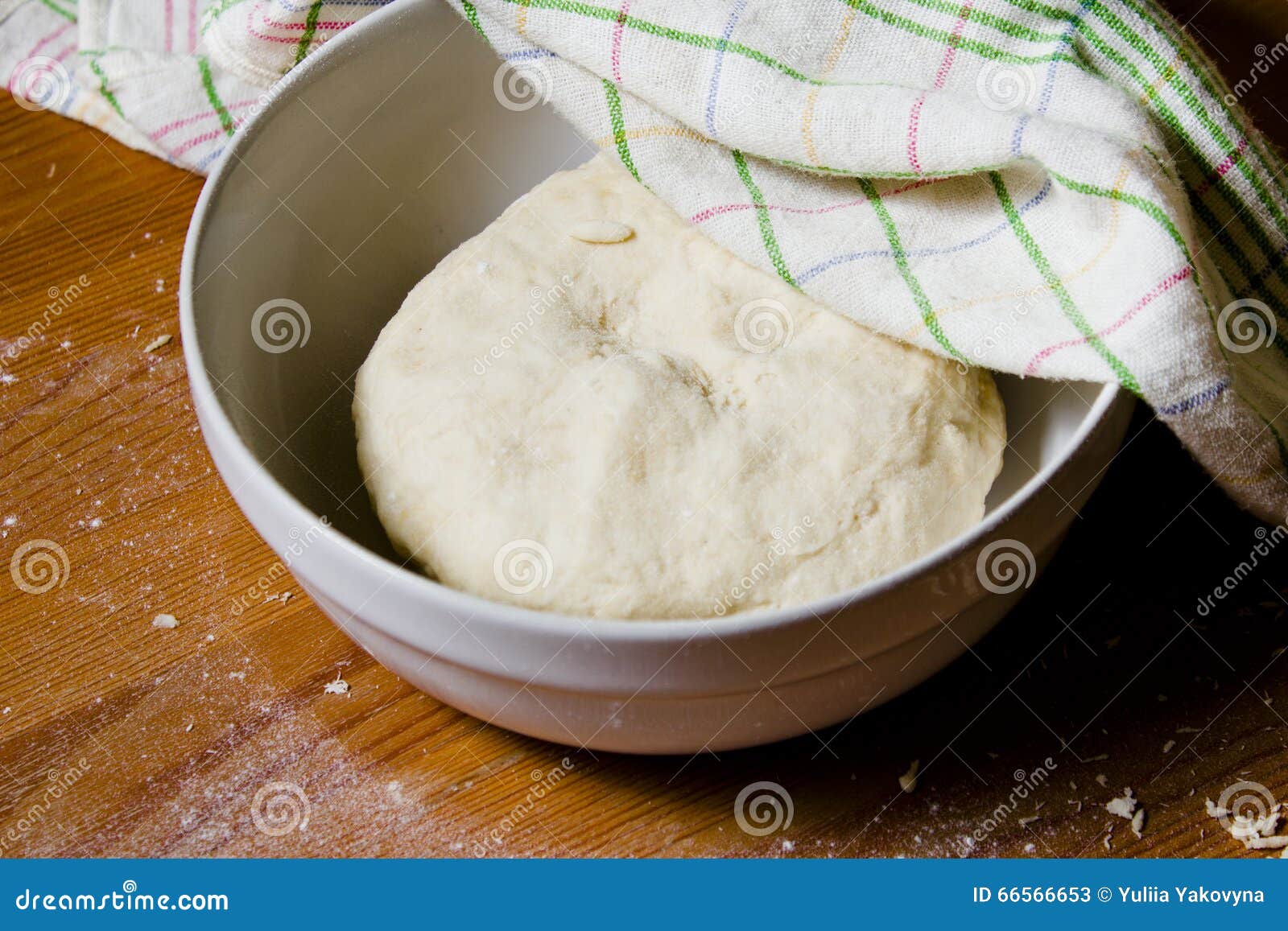 The Dough in the Bowl Under a Towel. Stock Image Image of kitchen
