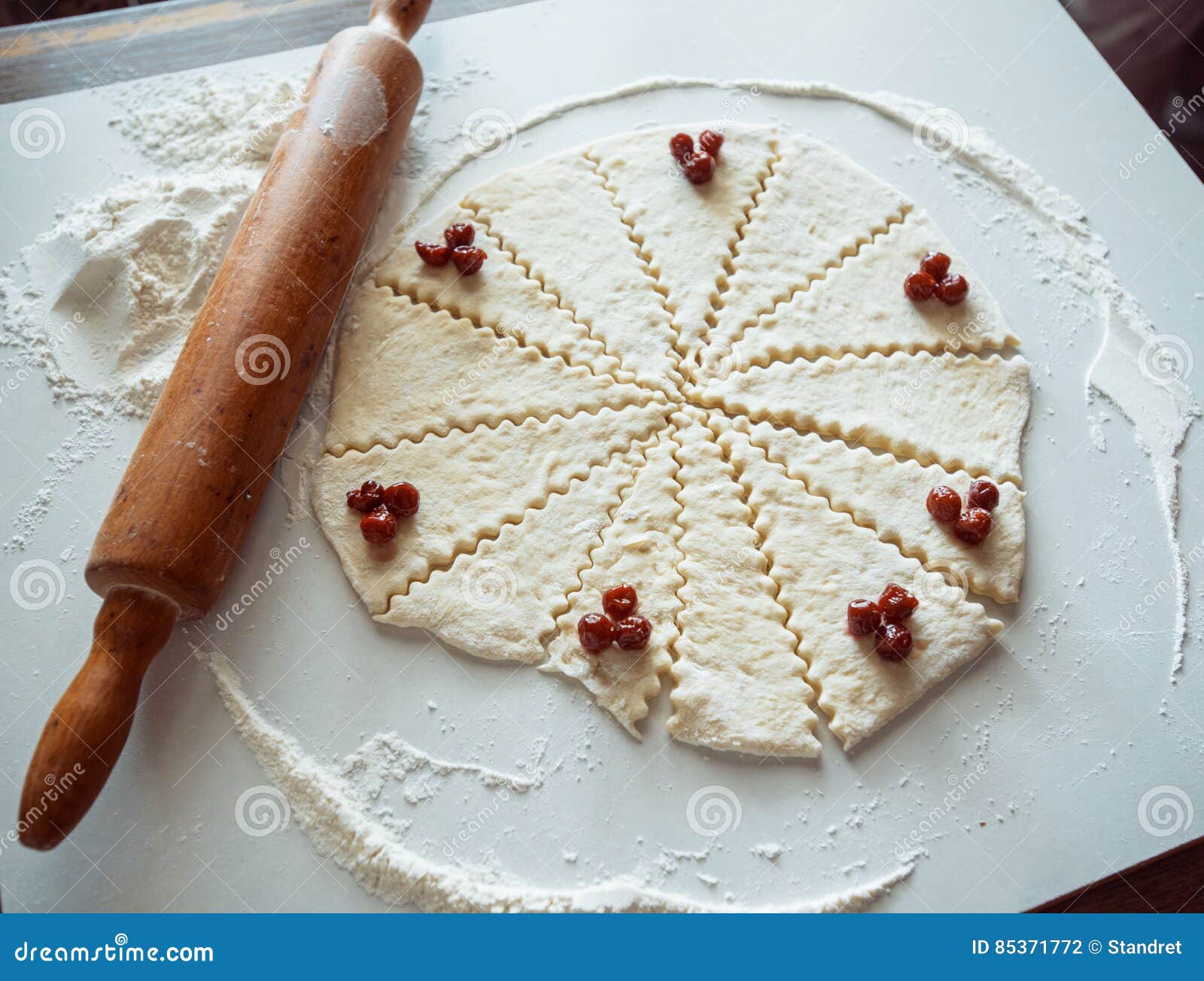 Dough with cherries stock photo. Image of dinner, domestic 85371772