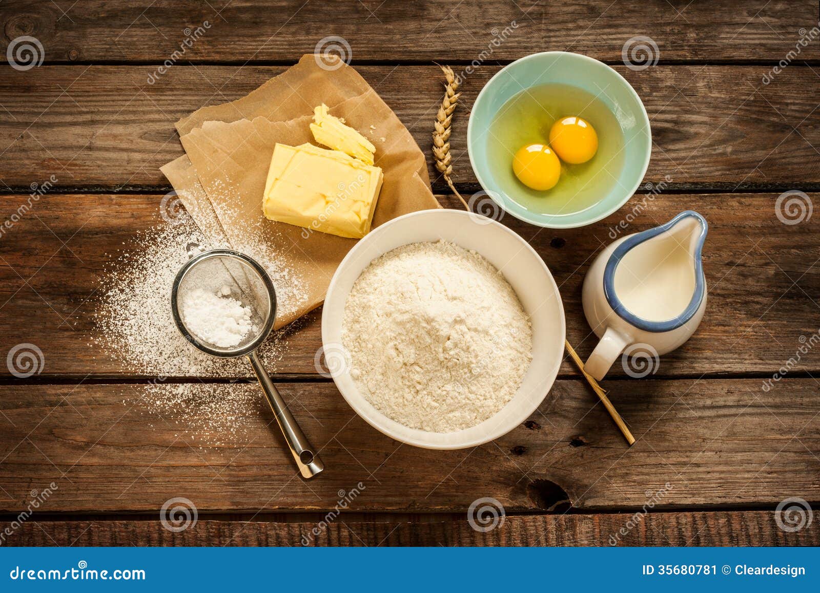 Dough Recipe Ingredients On Vintage Rural Wood Kitchen ...