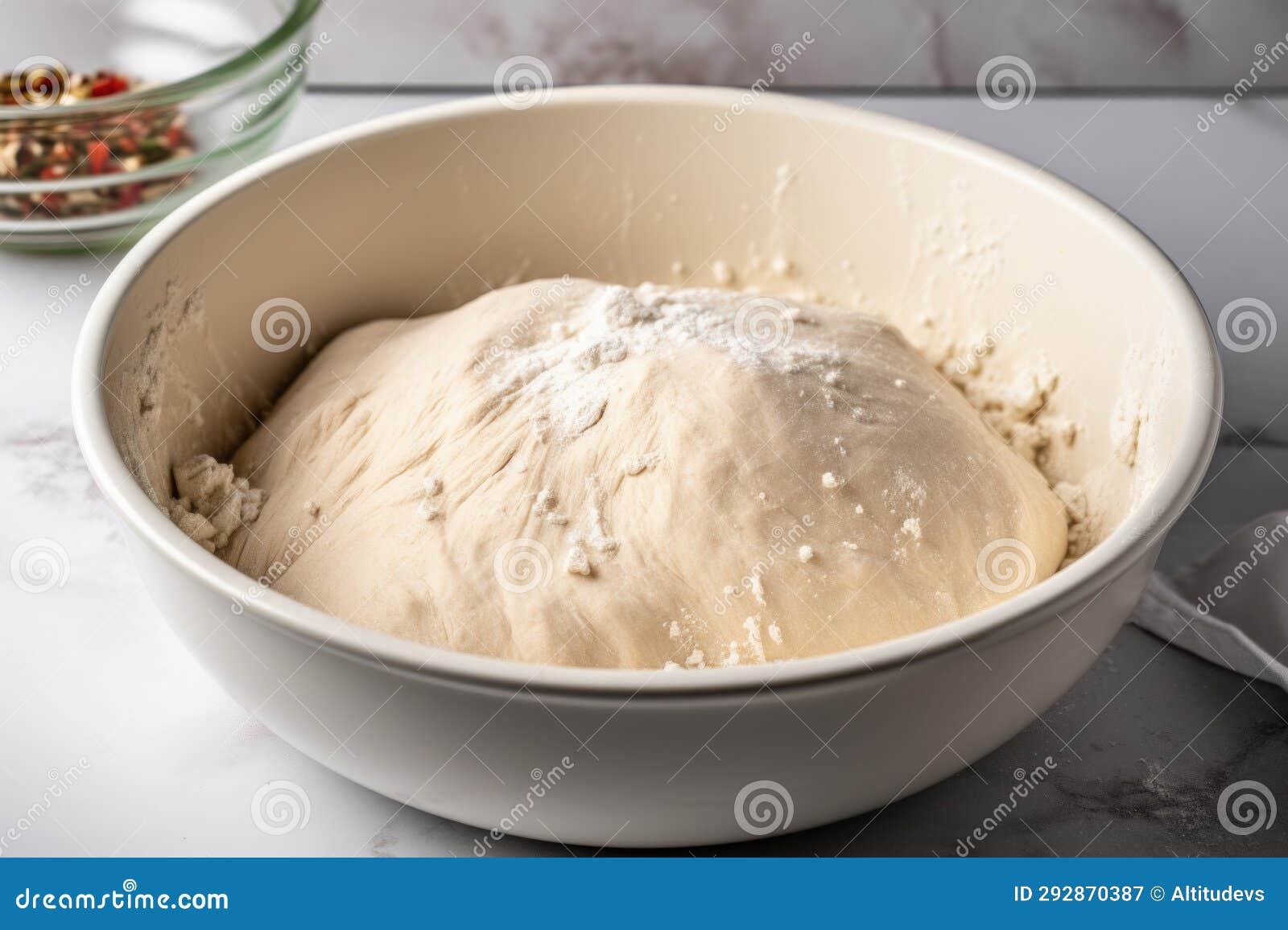Dough Rising in a Covered Bowl Stock Image Image of preparation