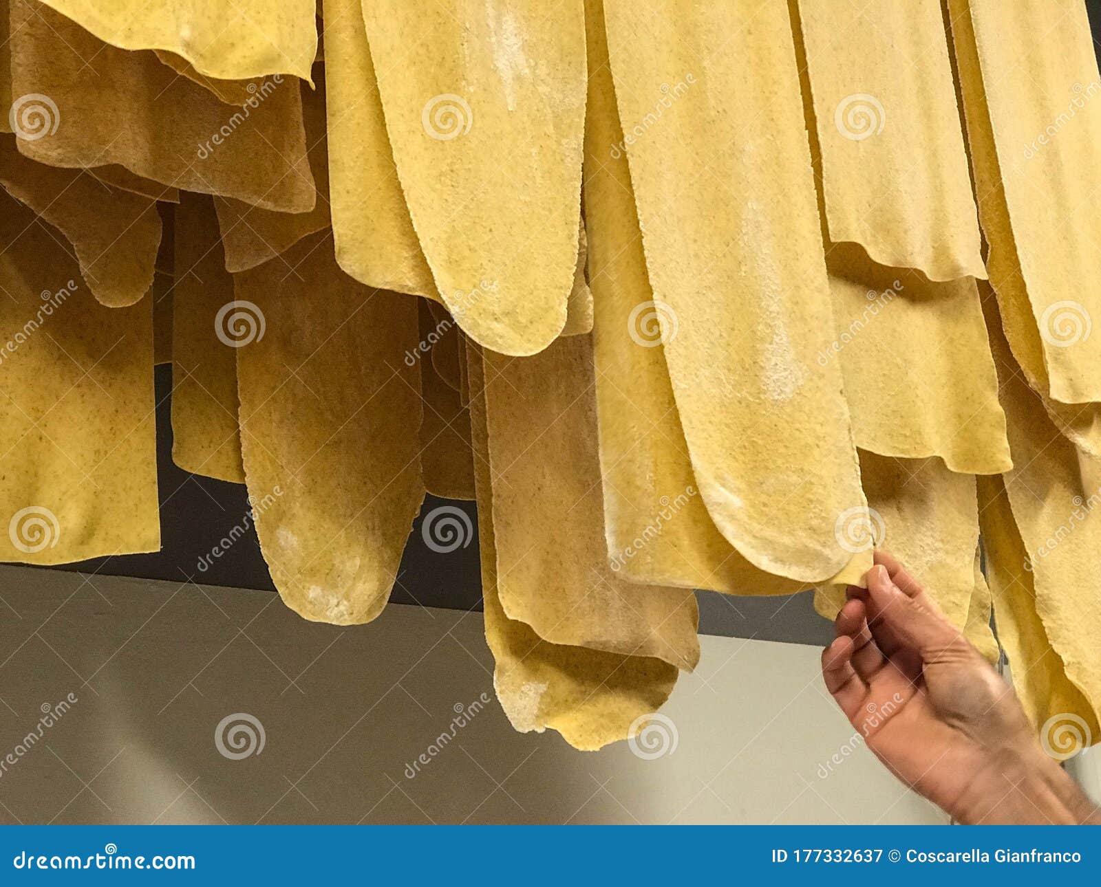 dough strips for the preparation of `tajarin`