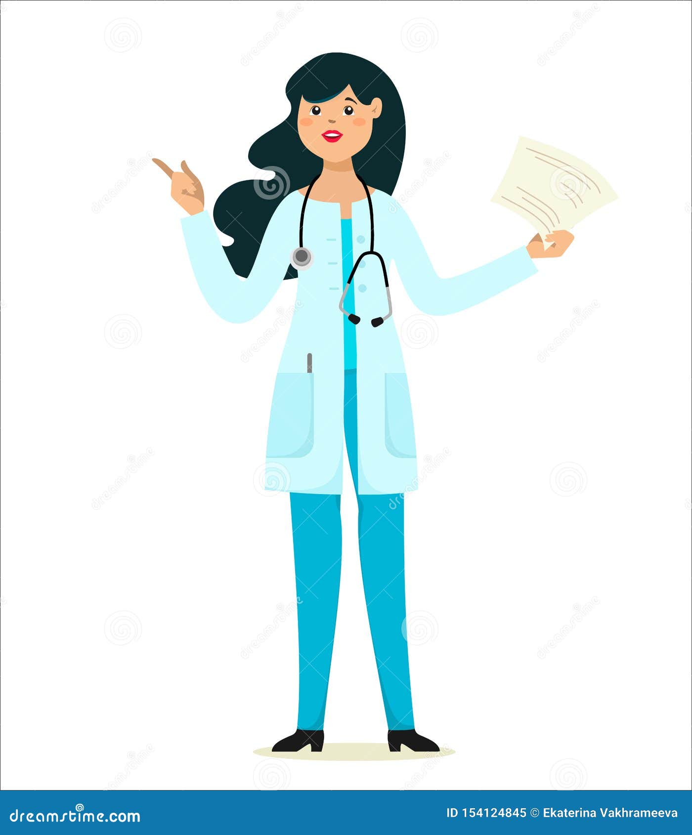 Mulher Do Doutor No Vestido Médico Com Estetoscópio Caráter Bonito Do  Doutor Dos Desenhos Animados Ilustração do Vetor - Ilustração de uniforme,  posse: 92661288