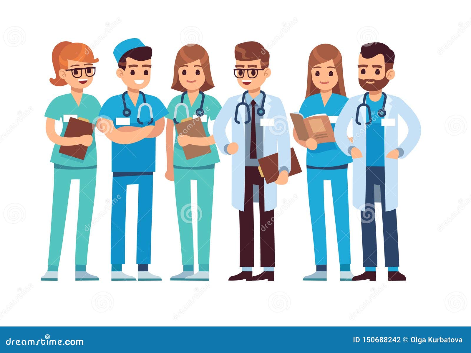 Conjunto de personagens de desenhos animados médicos conceito de equipe  médica do hospital em várias poses