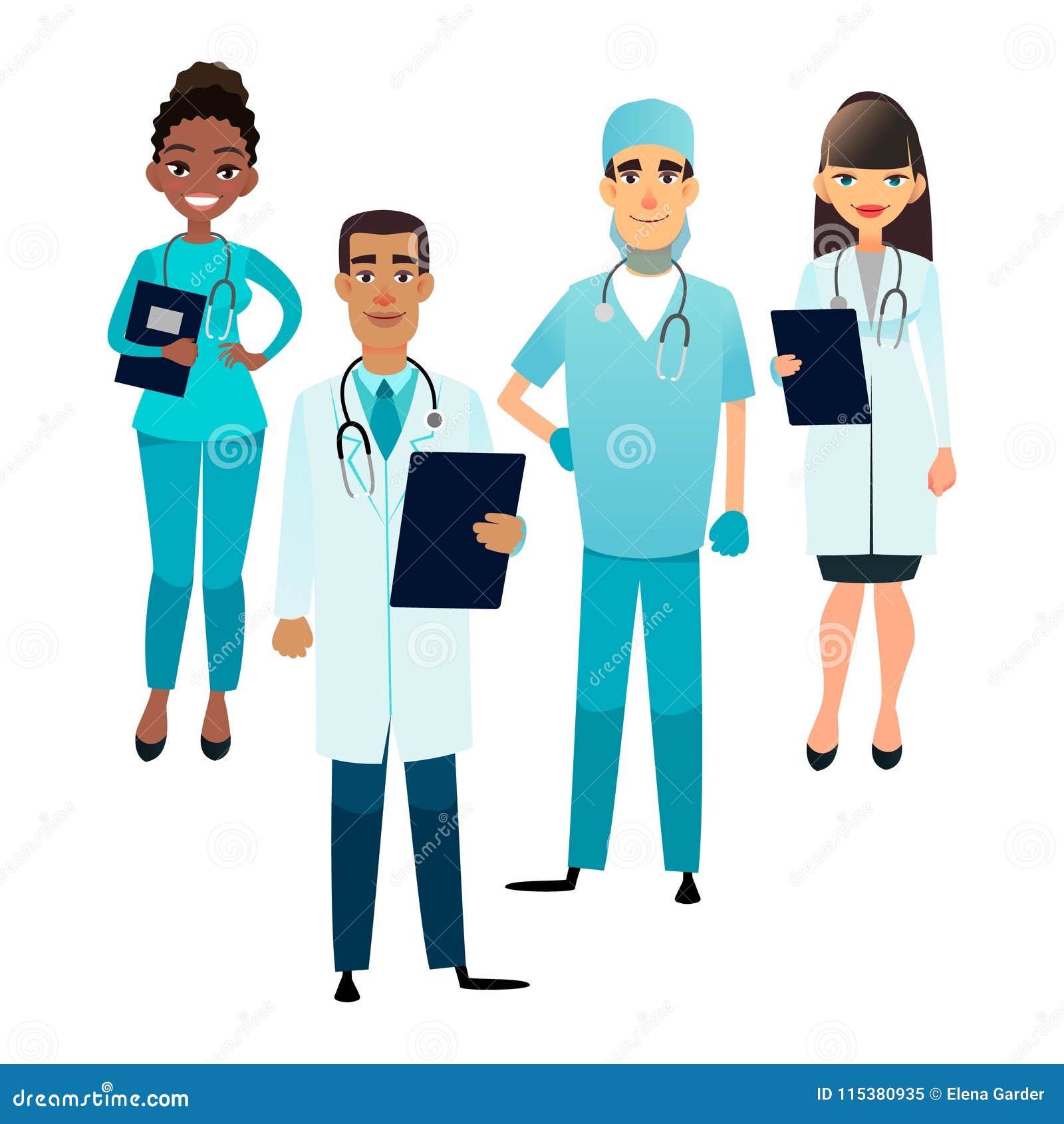 Conjunto de personagens de desenhos animados de médico. conceito de equipe  de equipe médica