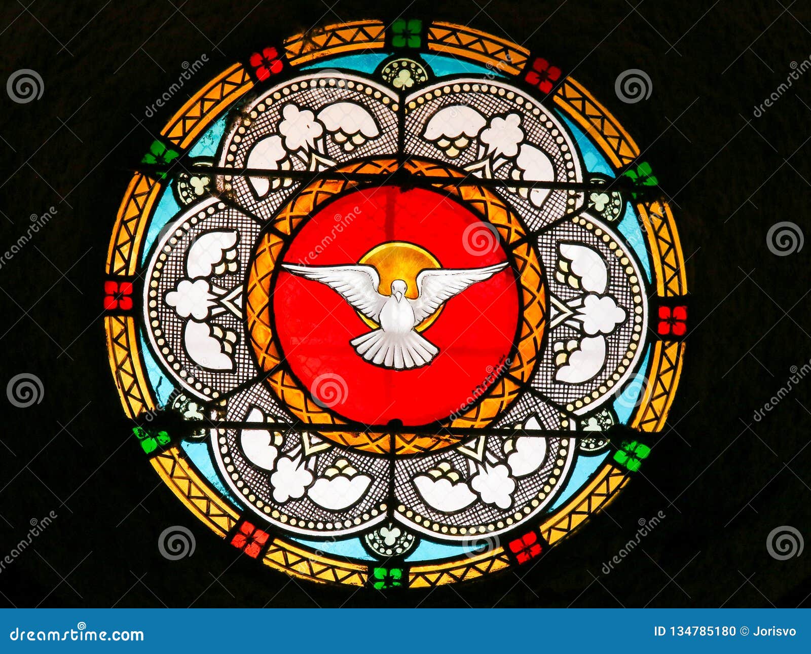 dove, holy spirit - stained glass in antibes church