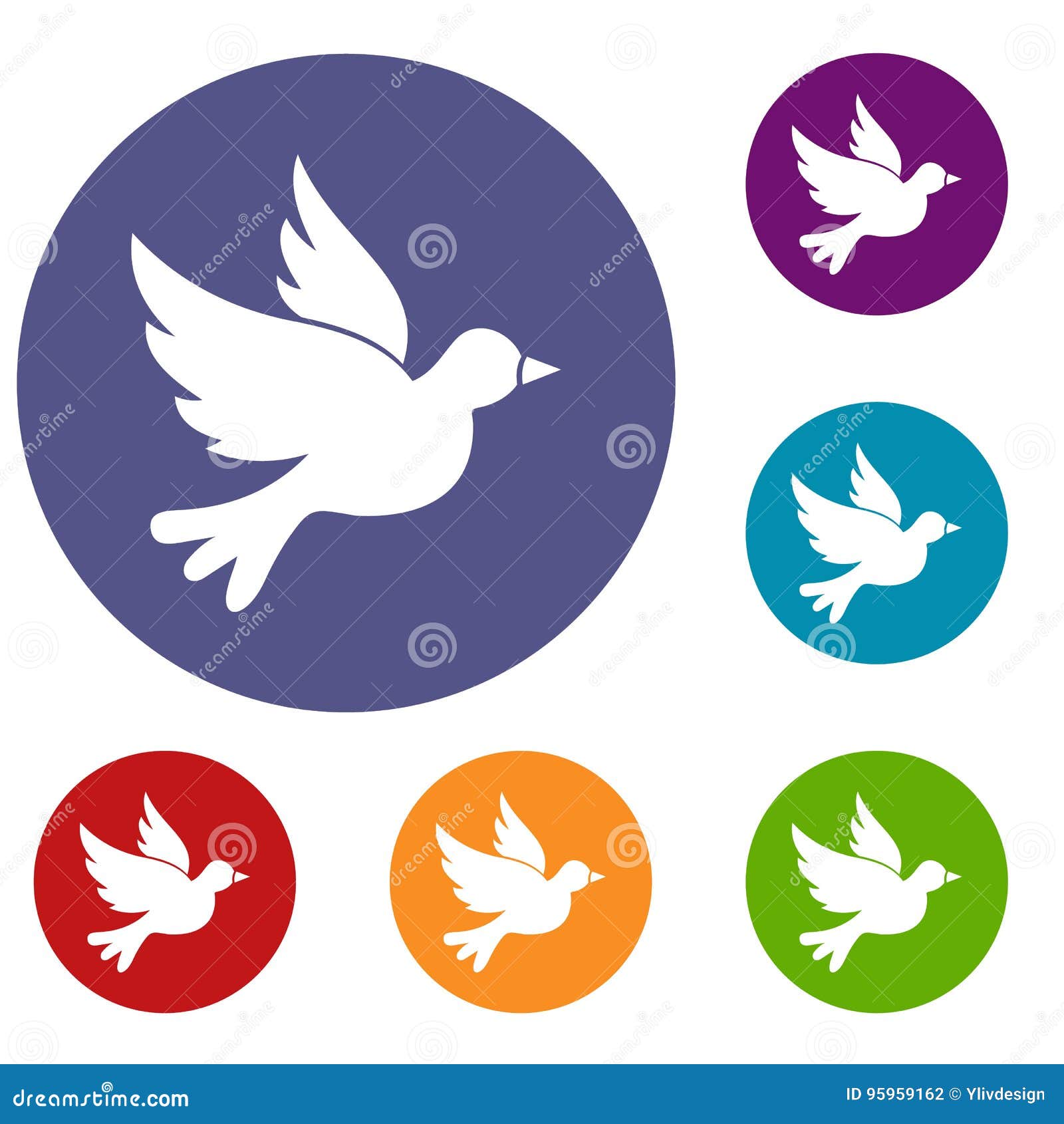 Dove icons set stock vector. Illustration of pigeon, nature 95959162