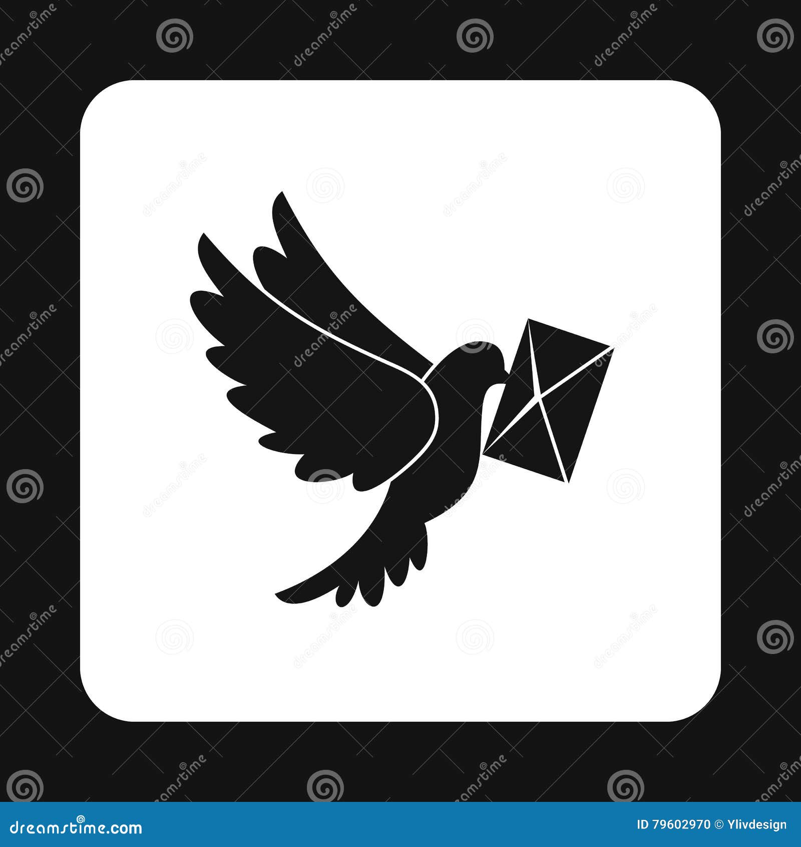 Dove with Letter Icon, Simple Style Stock Vector - Illustration of