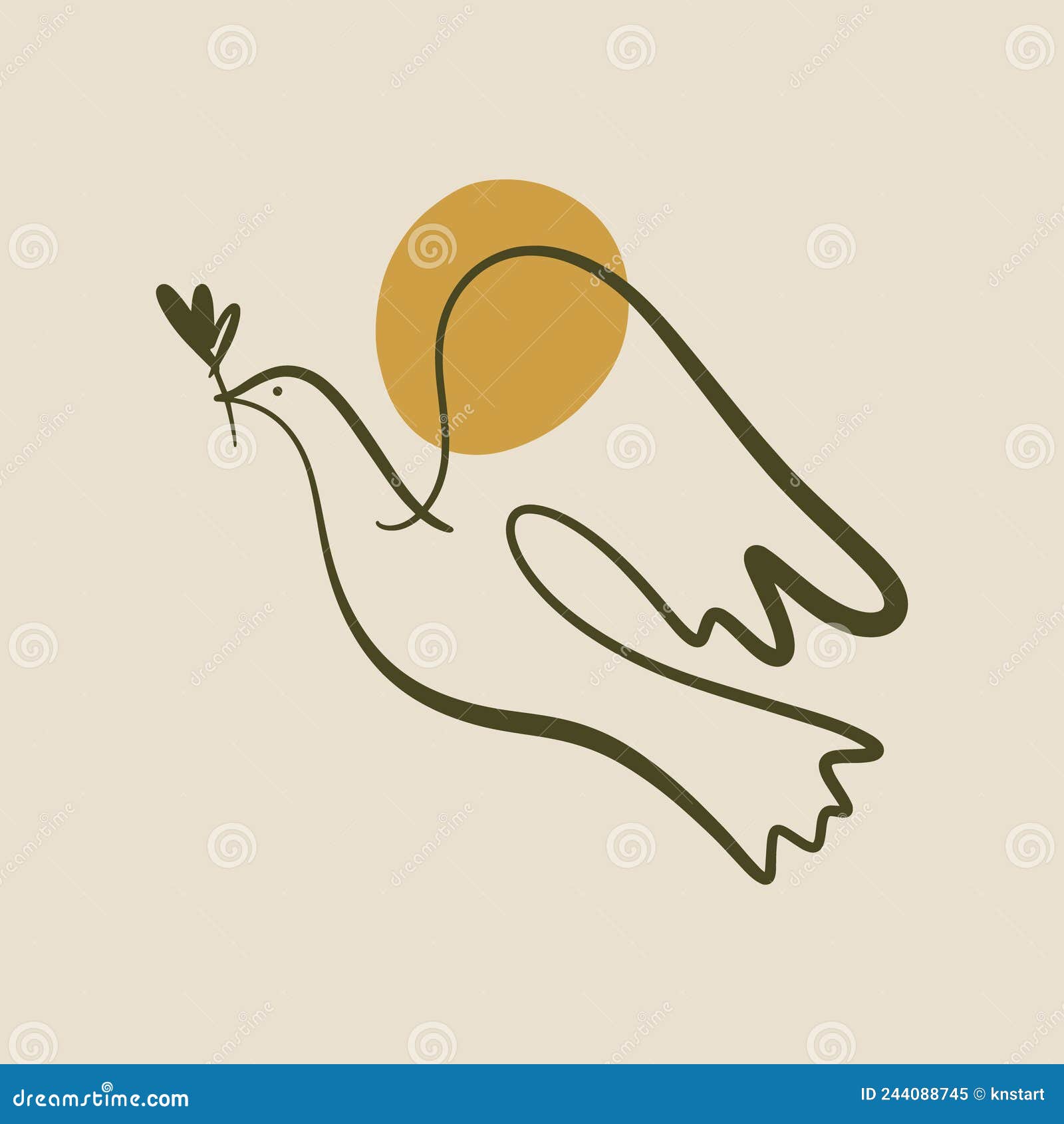 dove of peace pigeon bird boho handdrawn style   art