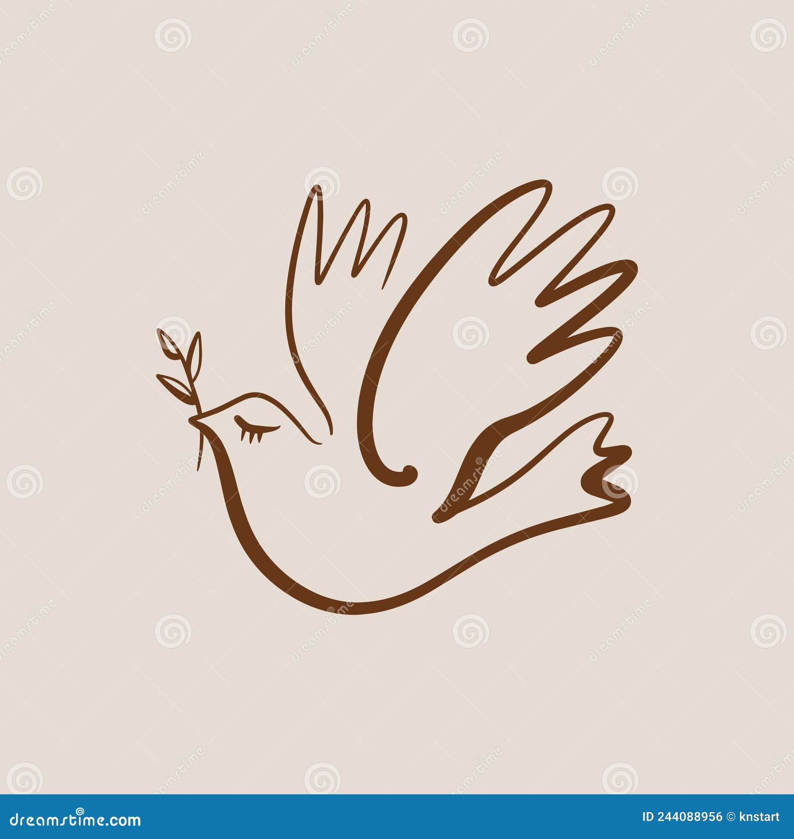 dove of peace pigeon bird boho handdrawn style   art