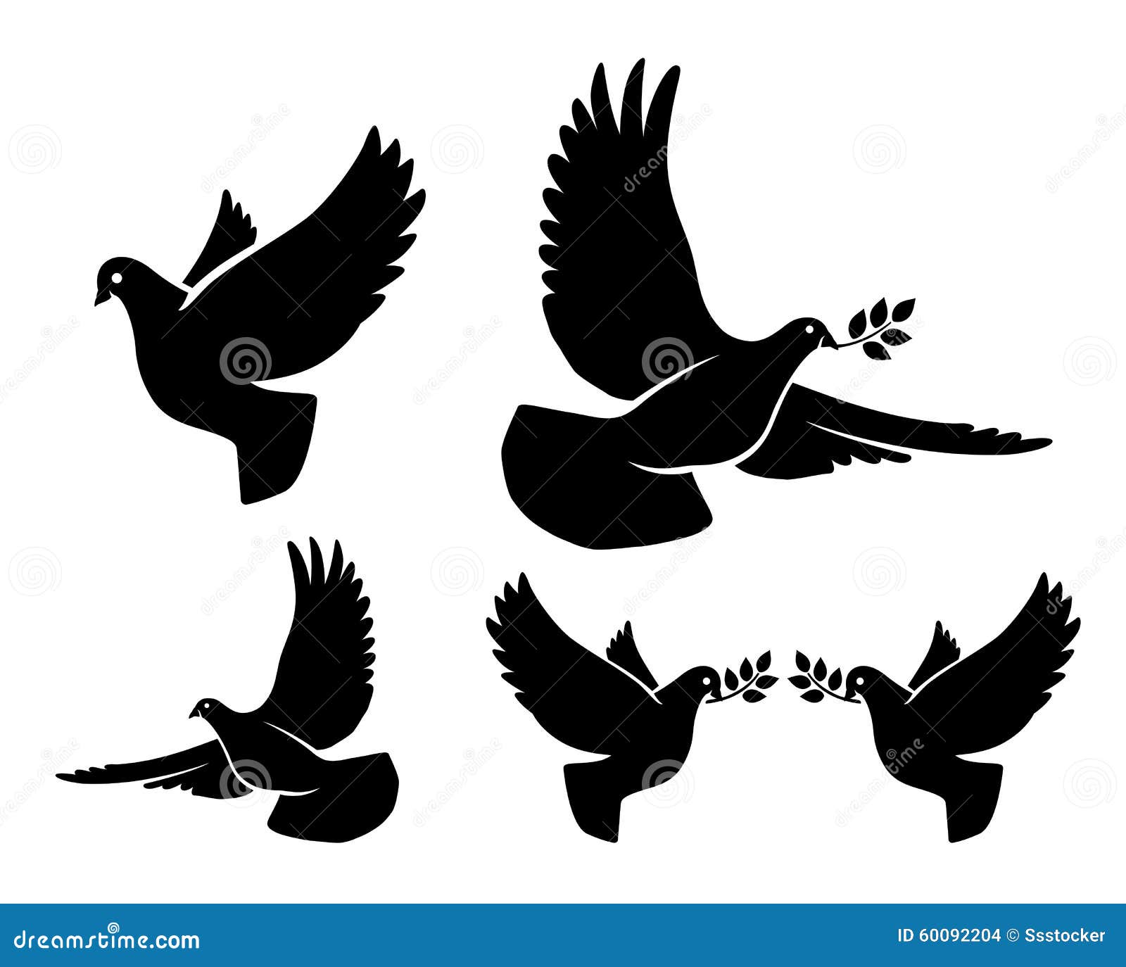 Dove silhouettes stock vector. Illustration of holy, christian 60092204
