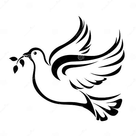 Dove. Symbol of Peace. Vector Black Silhouette. Stock Vector ...