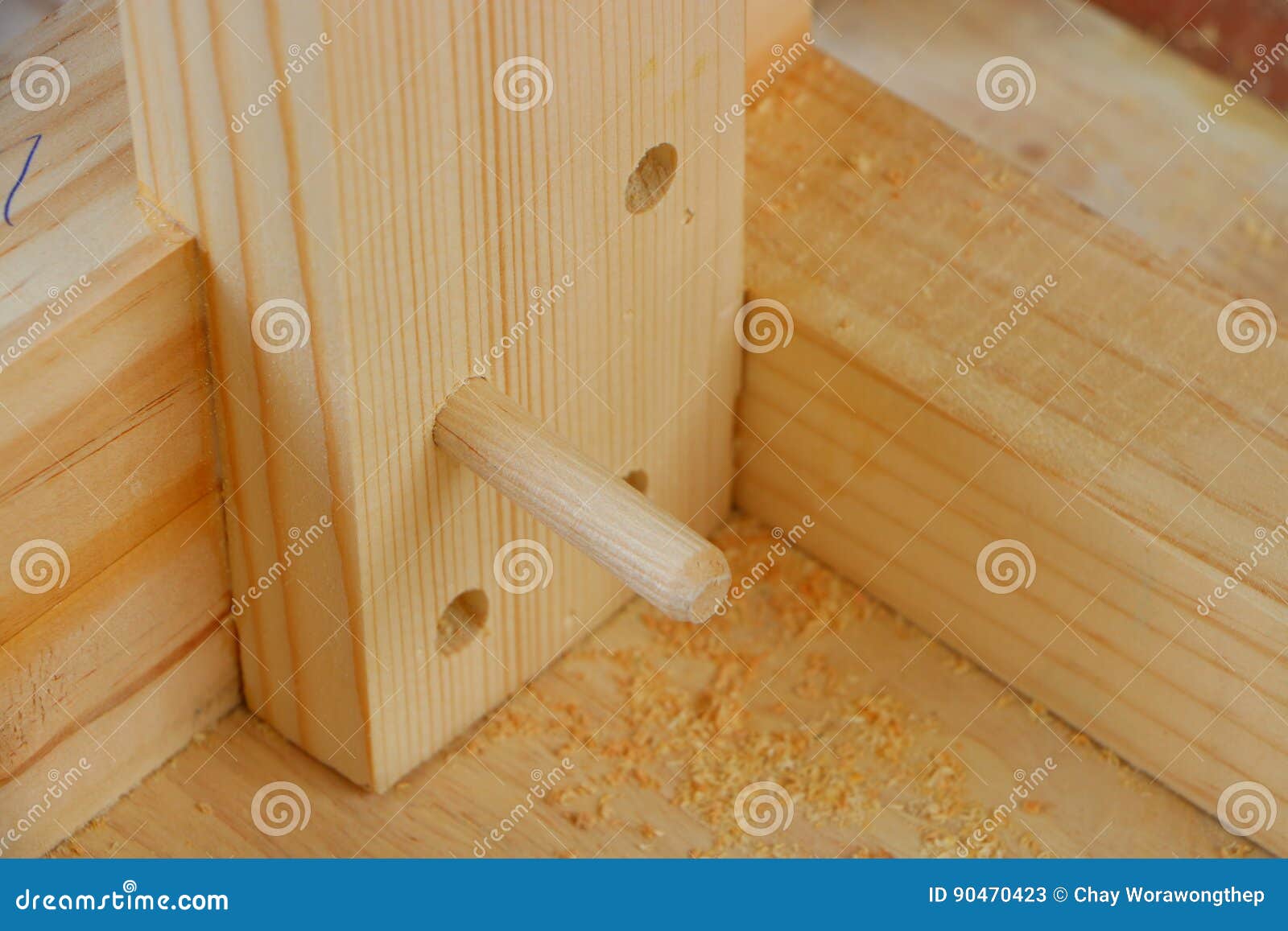 Dowel joint and hole stock image. Image of panel, industry 90470423
