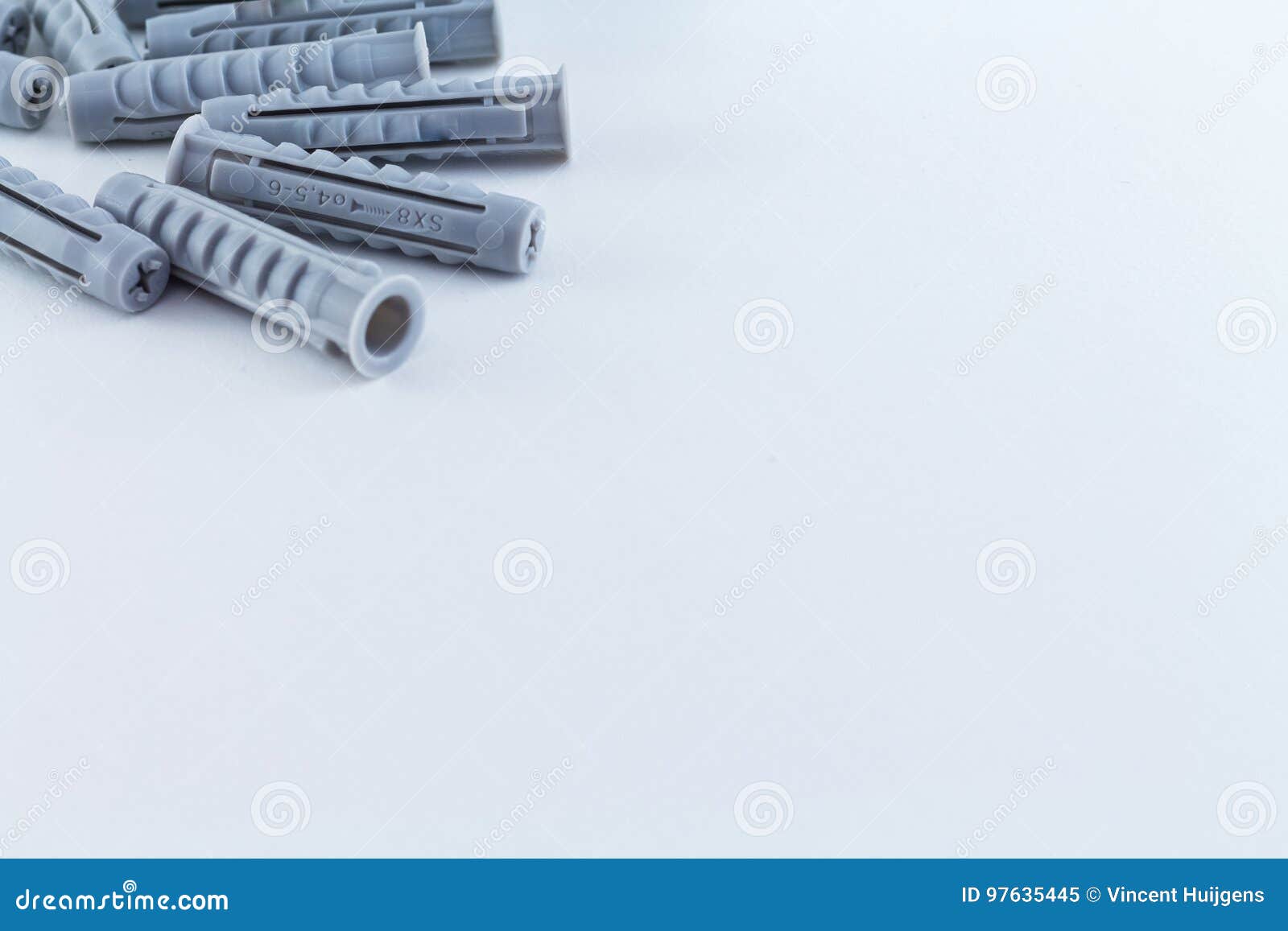 Dowel Wall Plug and Screws on White Background Stock Image Image of