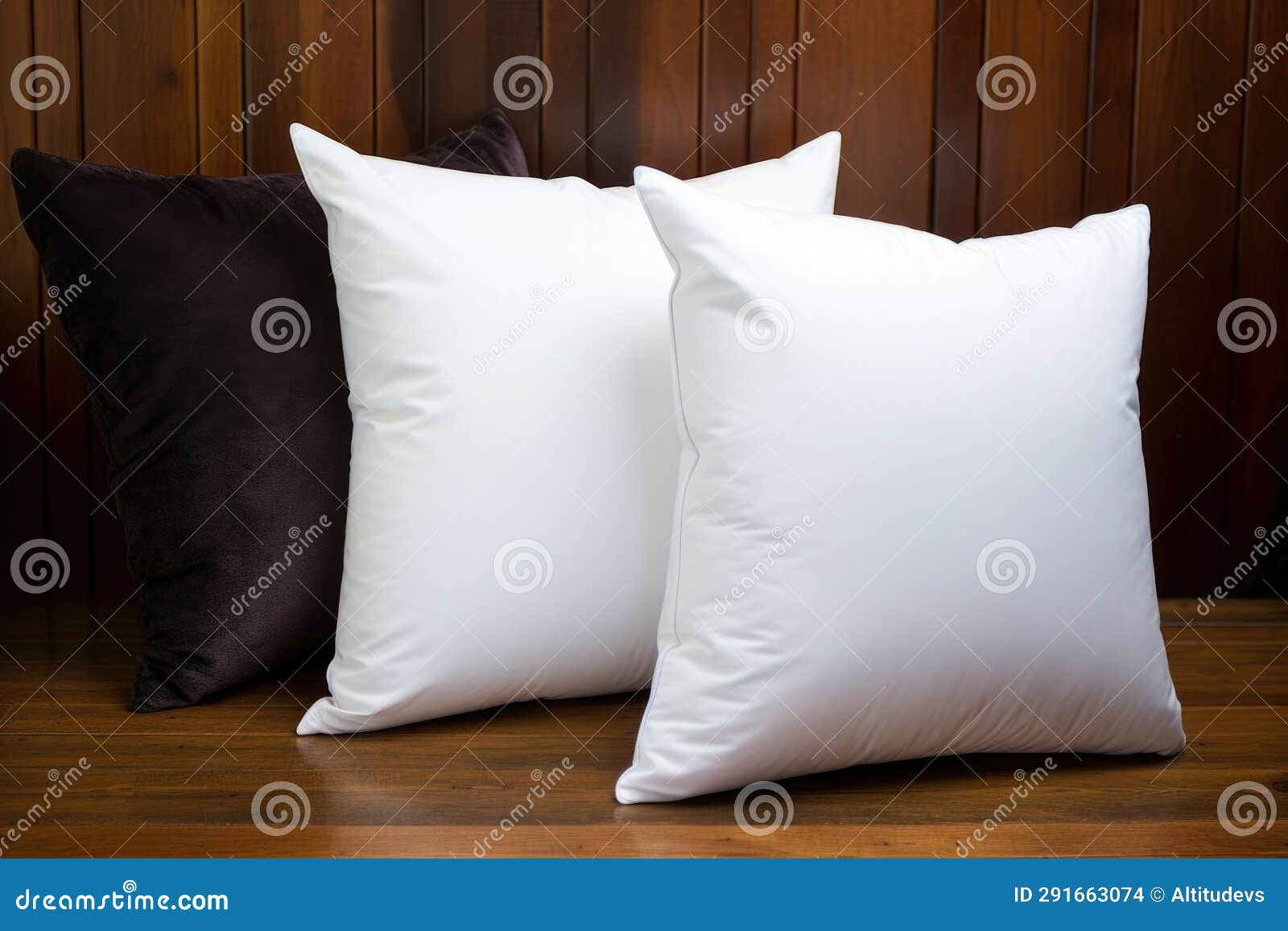Down Alternative Pillow Placed on a Velvet Surface Stock Photo Image