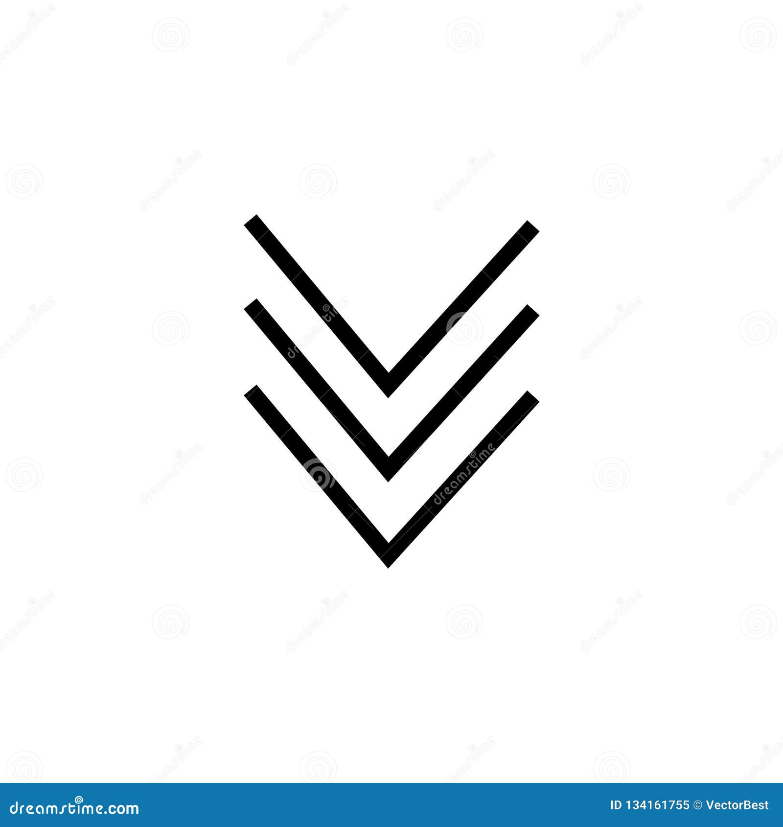 Down Icon Vector Sign and Symbol Isolated on White Background, Down